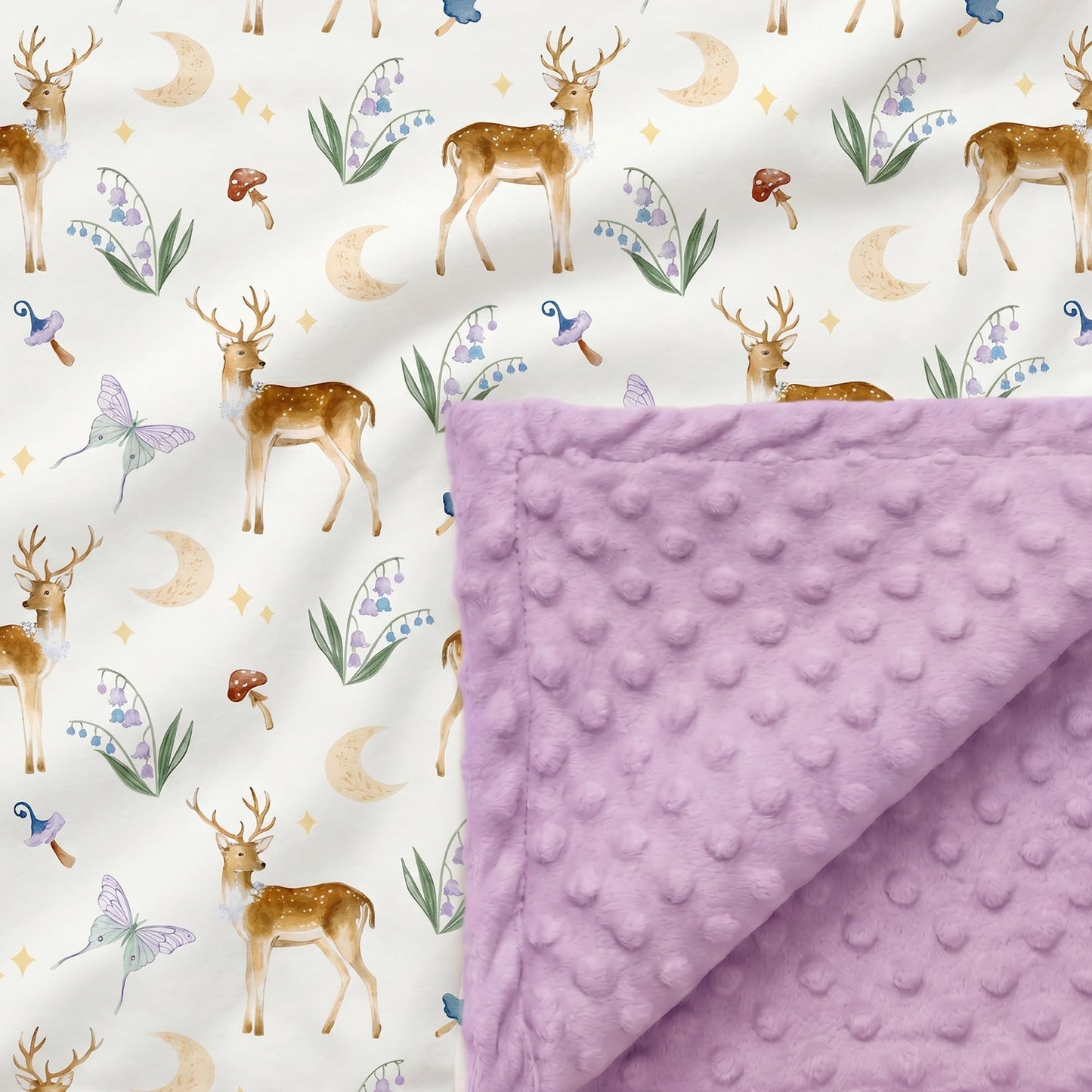 CIVARUA KIDS Baby Blankets for Girls Boys, Purple Deer, 30x40 | Soft Cozy Fleece Receiving Blanket for Newborn & Toddler, 3D Minky Dotted Backing, Breathable for Crib, Stroller & Tummy Time