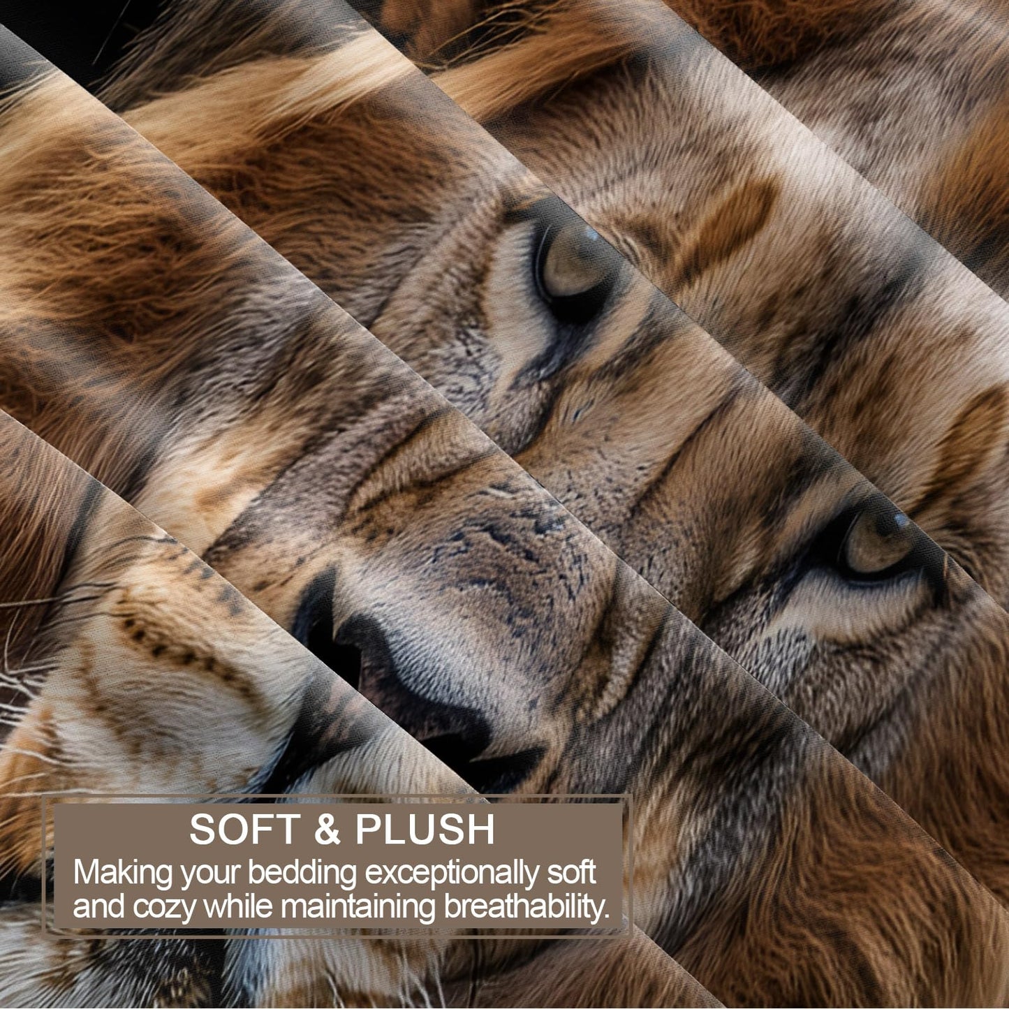 PAISUOQ Lion Duvet Cover, Animal Portraits Bedding & Duvet Cover King, African Lion Comforter Set with Zipper, 3 Pieces with 2 Pillowcases, Bedroom Decor & Gifts
