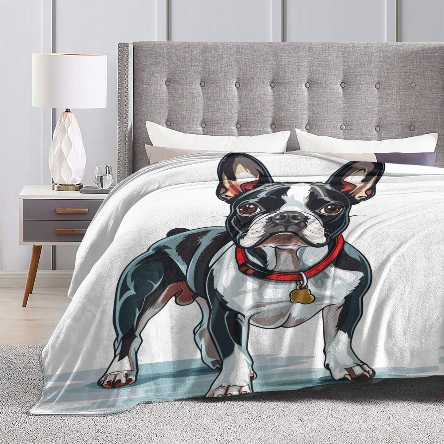 TZJCCMAY Boston Terrier Blanket for Kids Women Adults, Cute Dog Lover Throw Blankets, Soft Lightweight Fleece for Bed Sofa Home Living Room Decor, Birthday Gifts, 50x60in