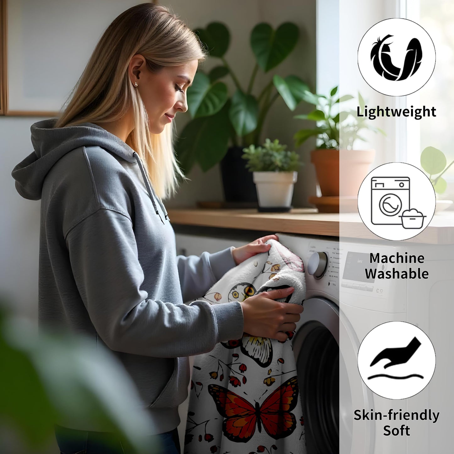 Butterfly - Themed Soft Flannel Blanket Lightweight Decor for Home, Great Gift for All Seasons for Women, Girls, and Lovers of Butterflies (50"x60")