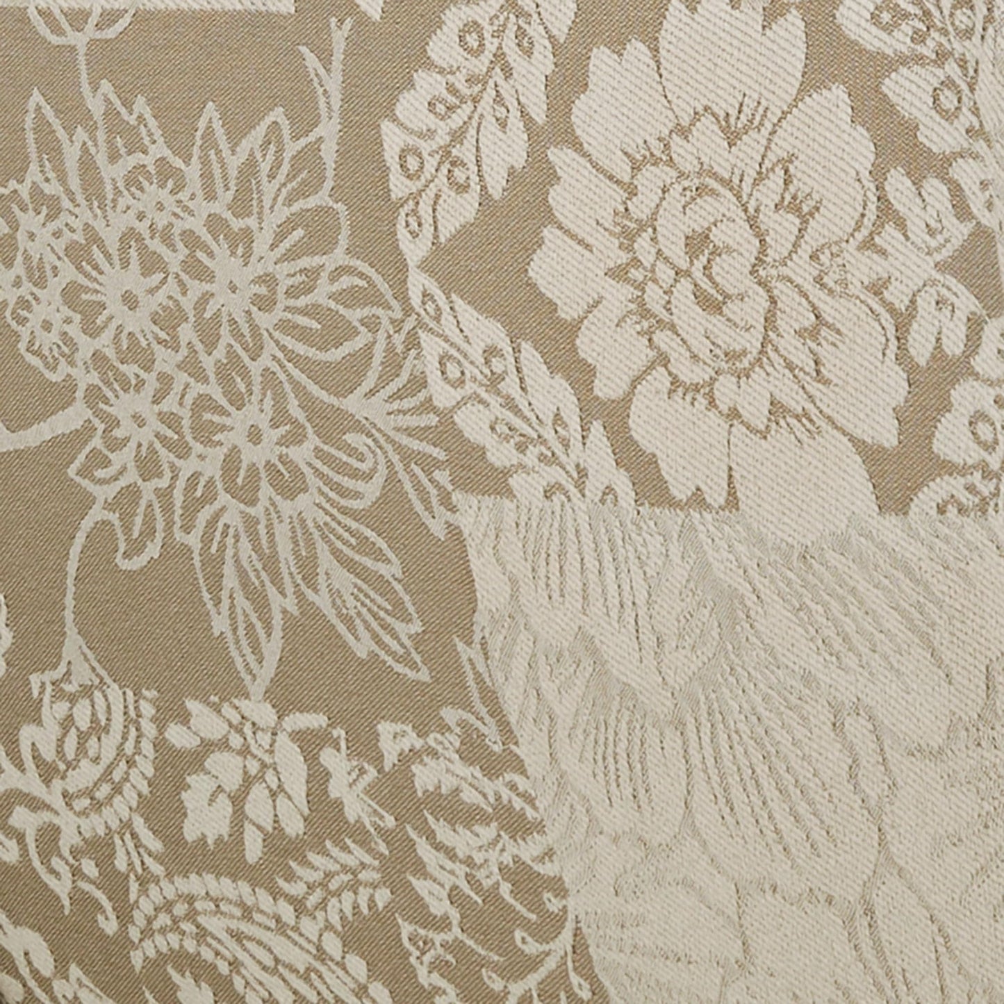 Maisonette Lightweight Bedding | Ivory & Neutral Taupe | Jacquard-Woven Cotton/Polyester Florals & Paisley Blocks | 5 Piece Bed Set: California King Bedspread, 2 King Shams, & 2 Square Accent Pillows