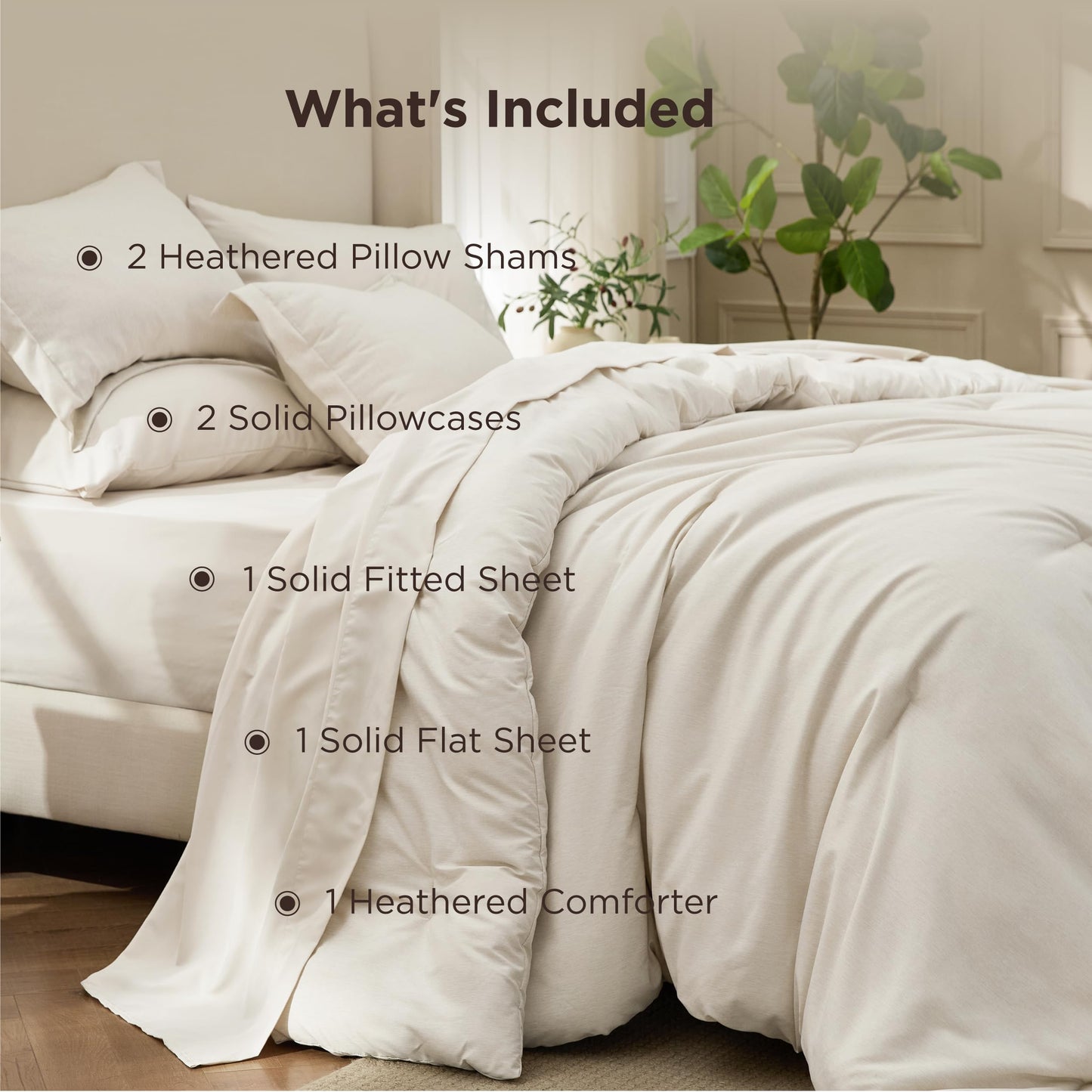Bedsure California King Comforter Set Beige - Bed in a Bag Cal King Bedding 7 Pieces, Cationic Dyed Bed Set, Beige Soft Bedding for All Seasons Comforter with Sheets, Pillowcases & Shams