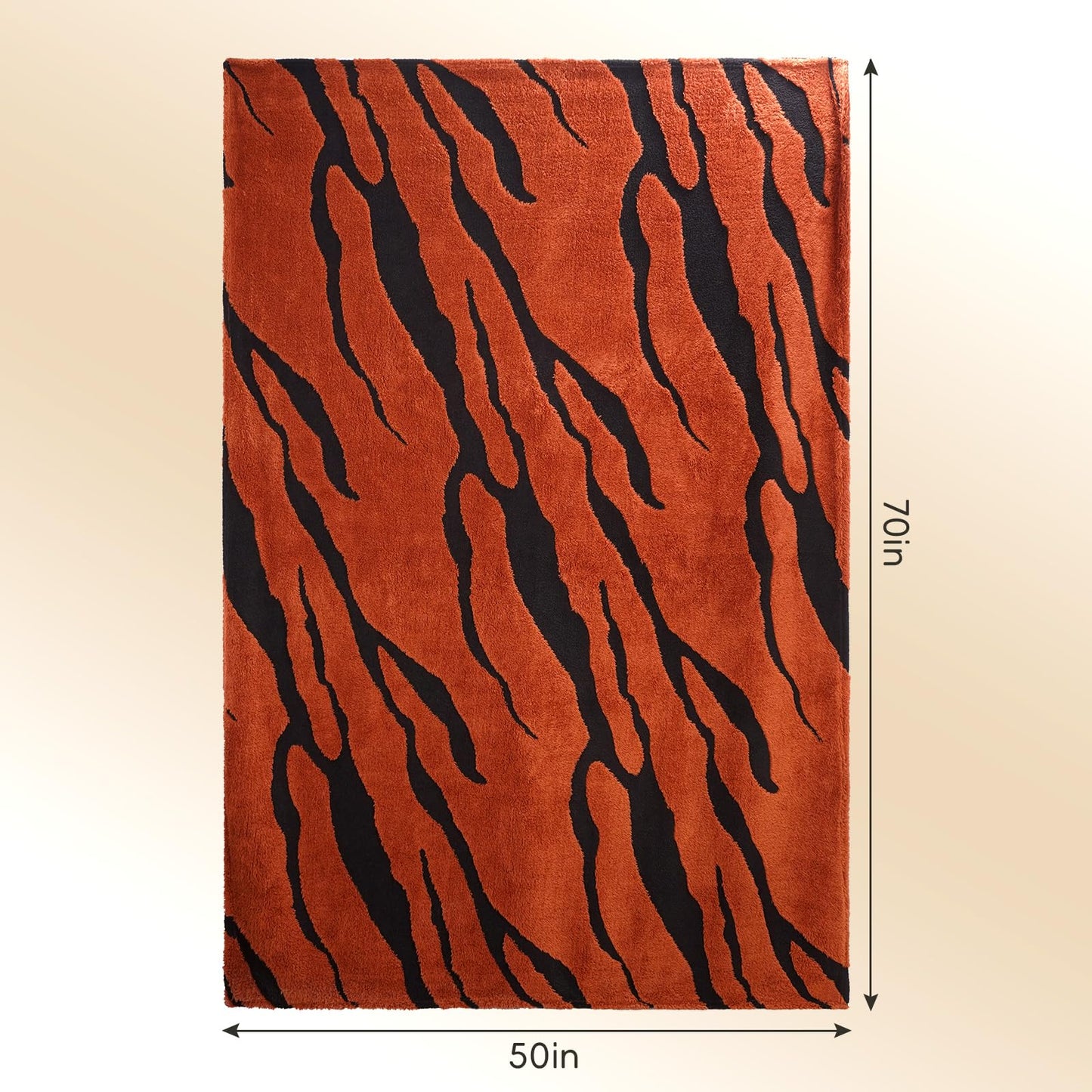 BYKOSY Zebra Printed Throw Blanket-Cozy Soft Lightweight Fuzzy Throw Blanket for Sofa, Couch, Bed & Chair,Rust Red and Black, 50" x 70"