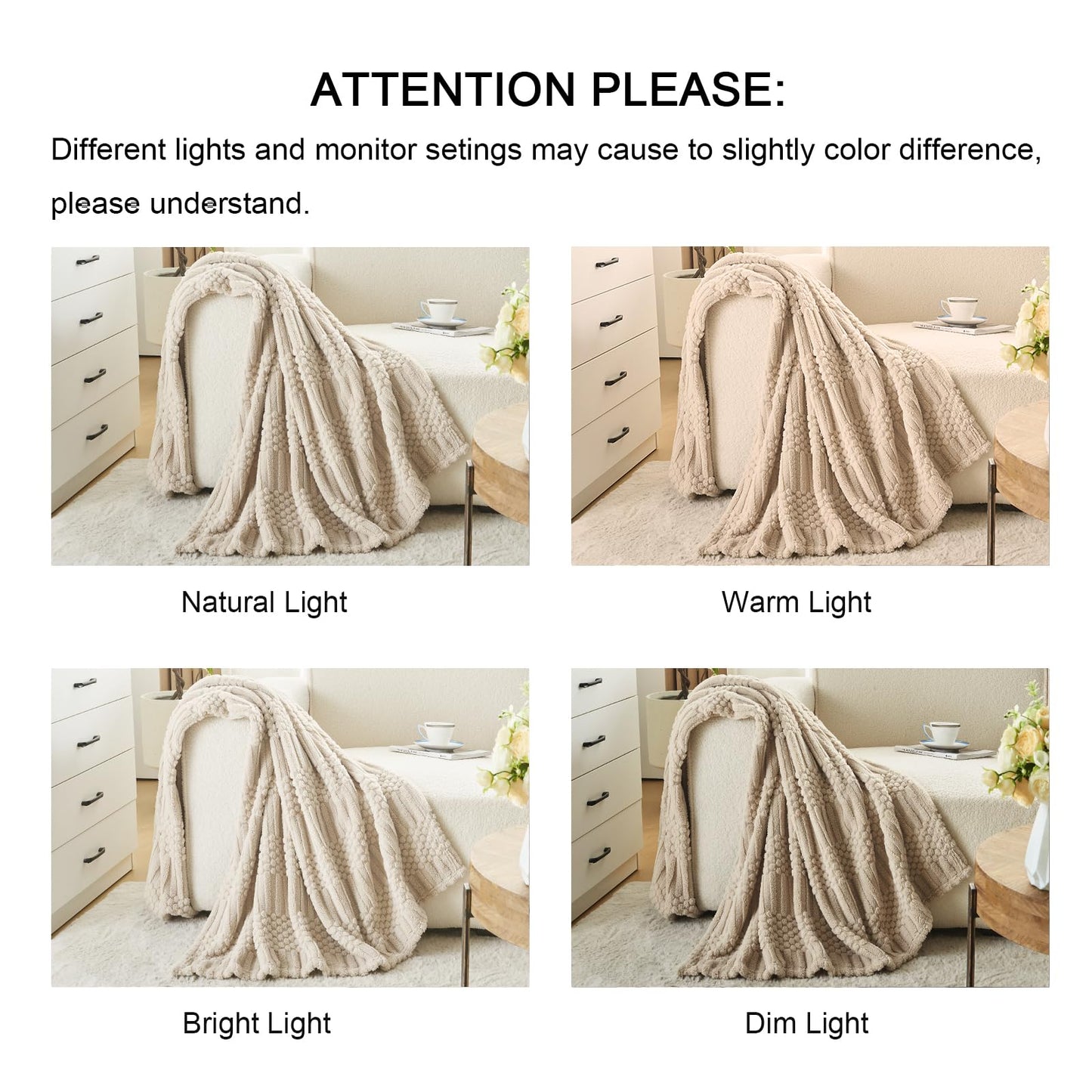 lifein Throw Blanket for Couch-Beige Boho Throw Blanket, Tan Soft Fleece Plush Lightweight Blankets&Throws for Spring, Fuzzy Camel Blankets for Livingroom Bed Sofa Chair (50x60,Taupe/Khaki)