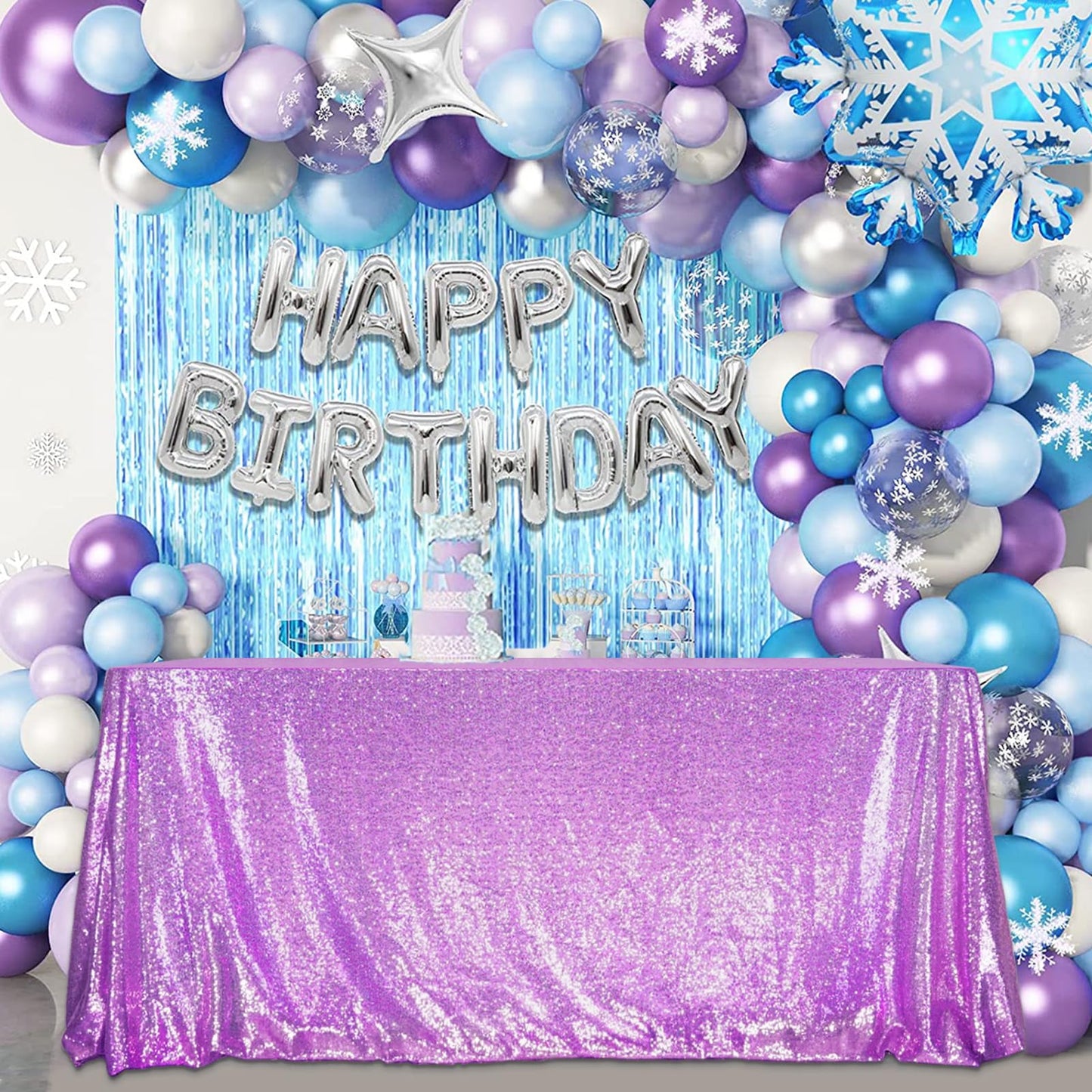 SquarePie Sequin Tablecloth 50 x 72 Inch Lavender Sparkly Table Linen for Wedding Party