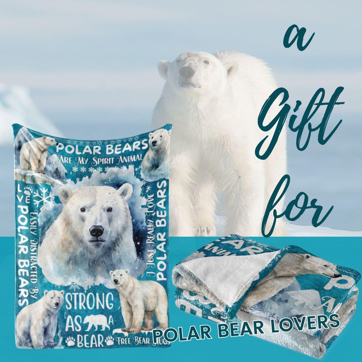Polar Bear Gifts for Women, Polar Bear are My Spirit Animal, Throw Blanket for Bed, Couch, Gifts for Women, Girls, 50x65 Inches