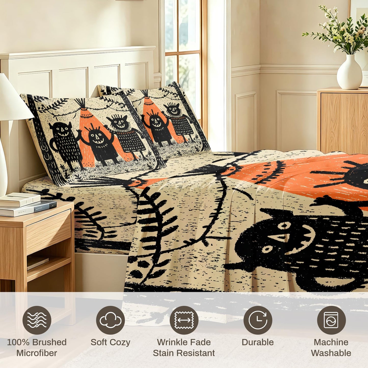 Cute Monsters Queen Bedding Set Kids Cartoon Sheet Sets