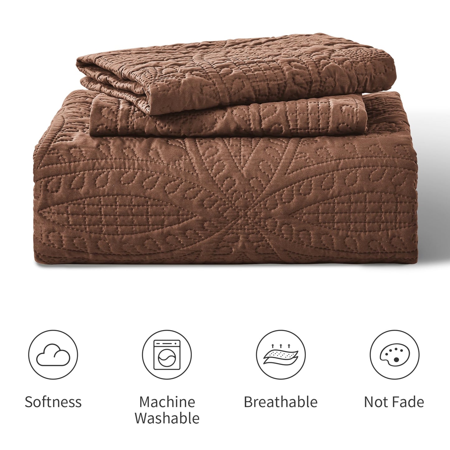 Love's cabin King Size Quilt Bedding Set Brown Bedspreads - Bed Lightweight Bedspread Comforter - Coin Pattern Bedding Coverlet for All Season - 3 Pieces (1 Quilt, 2 Pillow Shams)
