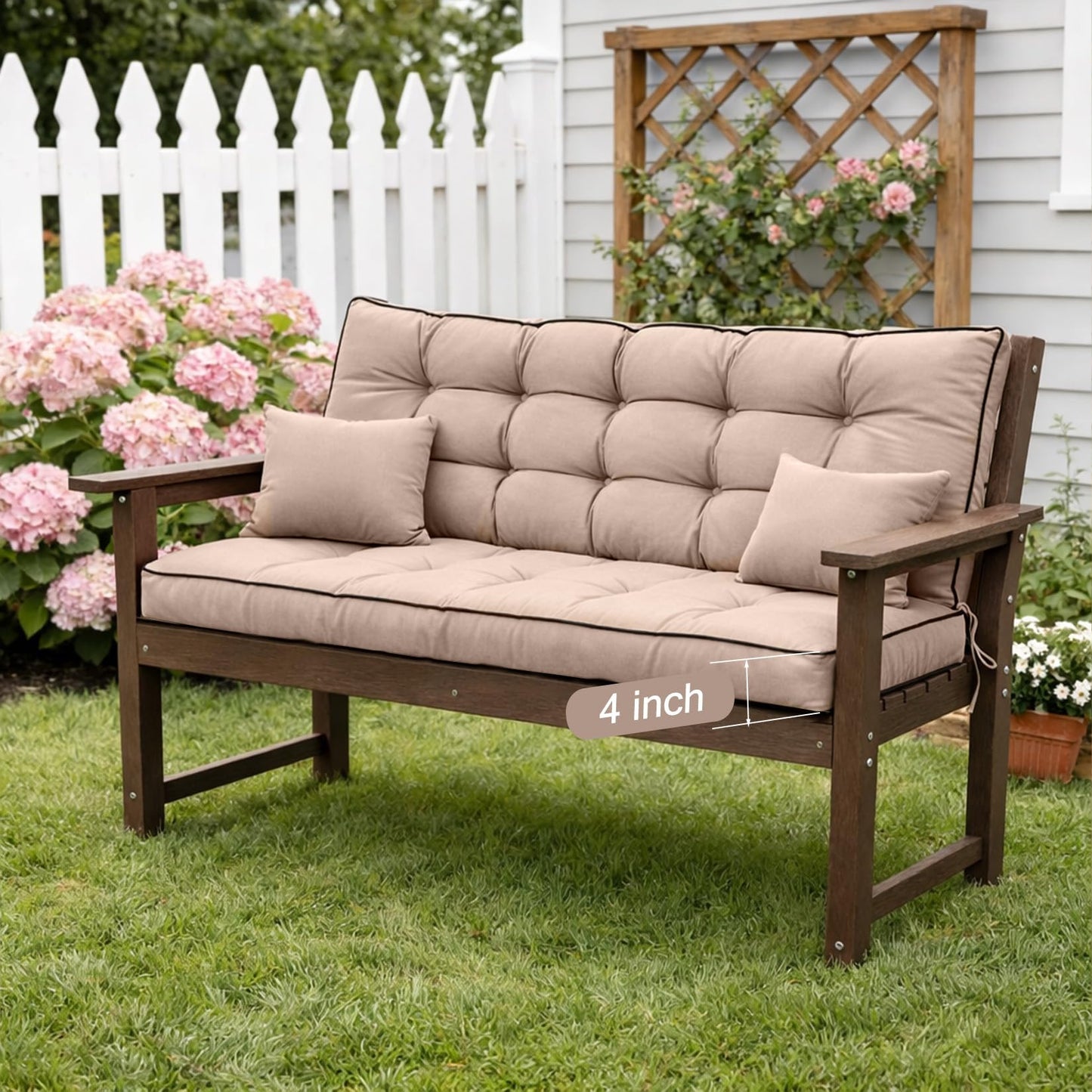 Kerkrot Porch Swing Cushions, Waterproof & Fade Resistant Outdoor Swing Cushion 55 Inch, Swing Cushions 3 Seater Replacement for Outdoor Furniture, Patio, Garden (Khaki, 55 x 40 inch)
