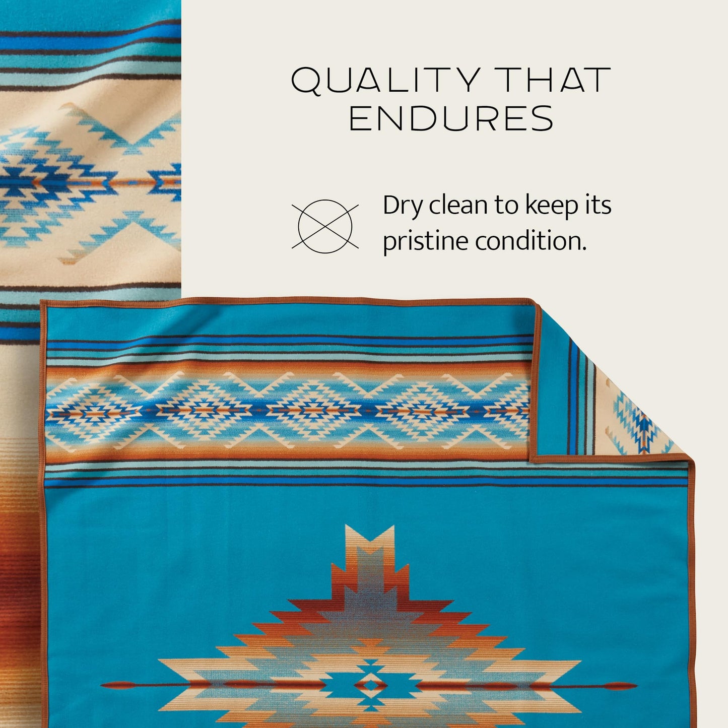 Pendleton Jacquard Unnapped Blanket 64" x 80" - Wool Cotton, Reversible, Lightweight, Soft, Ultrasuede Binding, Packable Throw for Home and Travel - Fire Legend Sunset