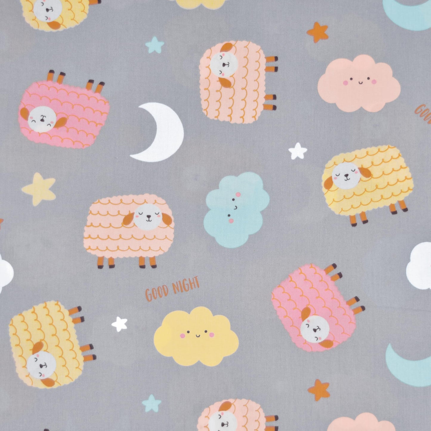 J-pinno Sheeps Cloud Moon Night Sleepy Sweet Dream Cute Cartoon 100% Cotton 3 Pieces Twin Sheet Set for Kids Girls Boys Children Flat Sheet + Fitted Sheet + Pillowcase Bedding Decoration Gift Set