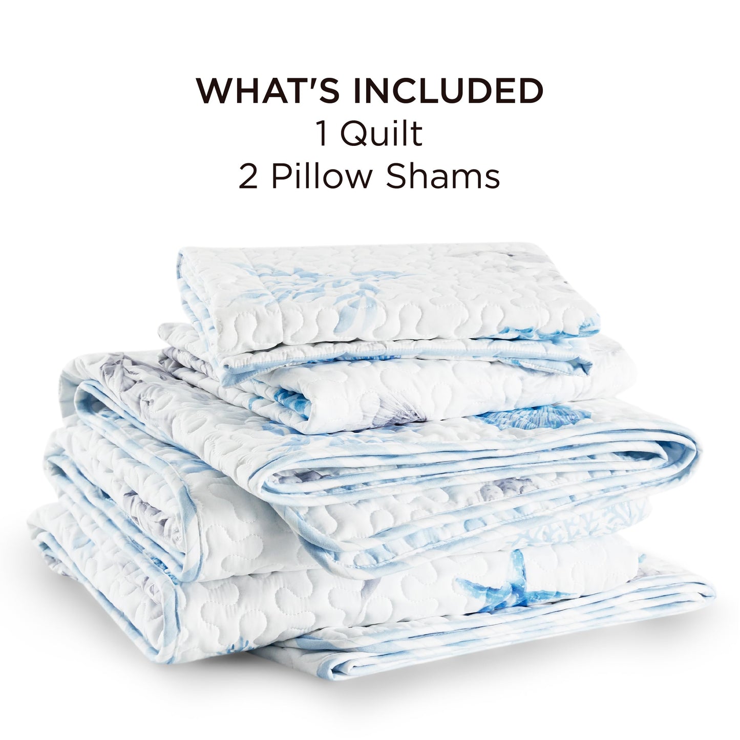 Bedsure Coastal Bedding Quilts Queen Size - Lightweight Summer Comforter Queen Size, Reversible Beach Bedding Nautical Bedspread, Soft Microfiber Blue & White Coverlet for All-Season(90"x96")
