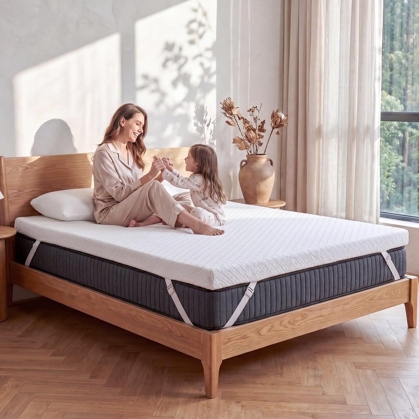 VALUXE 3 Inch Gel Memory Foam Mattress Topper Queen Size High Density Cooling Pad Pressure Relief Bed Topper (with Removable & Washable Bamboo Cover)