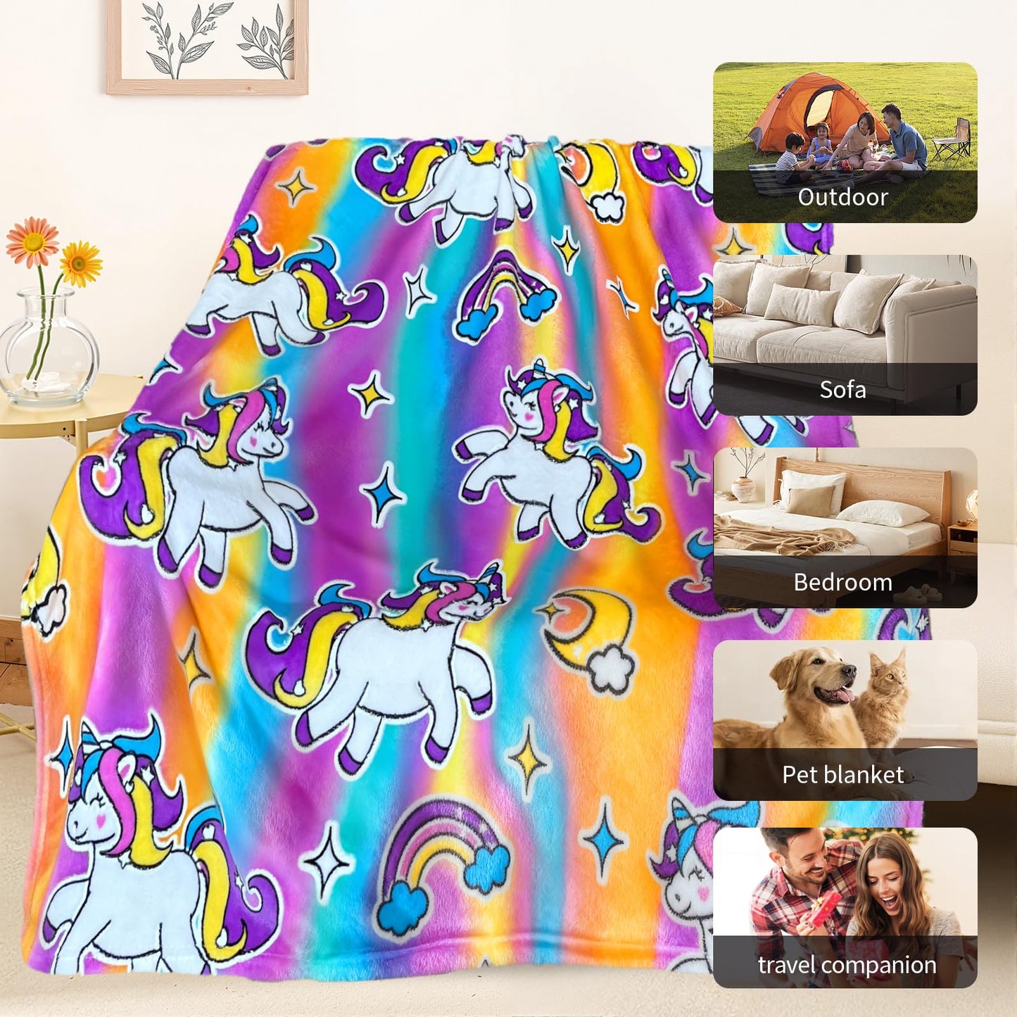 Unicorn Glow in The Dark Blanket, Unicorn Blanket for Girls/Kids, Unicorns Gifts for Girls Age 3-12, Toddler Blanket for Kids, Soft Fleece Blanket Throw Birthday Gift 40"x60"