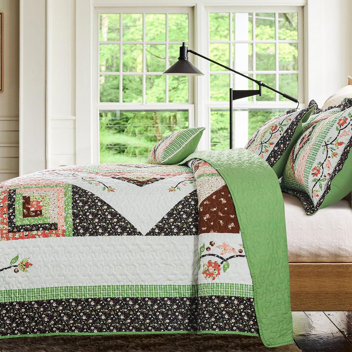 BEDIFANY King Size Comforter Set - Lightweight Cotton Filling Bedspread King Size (98 x 106 inch) - Comfortable Farmhouse Quilt Bedding Sets for Bed Decorations - All Seasons, 3 Pieces