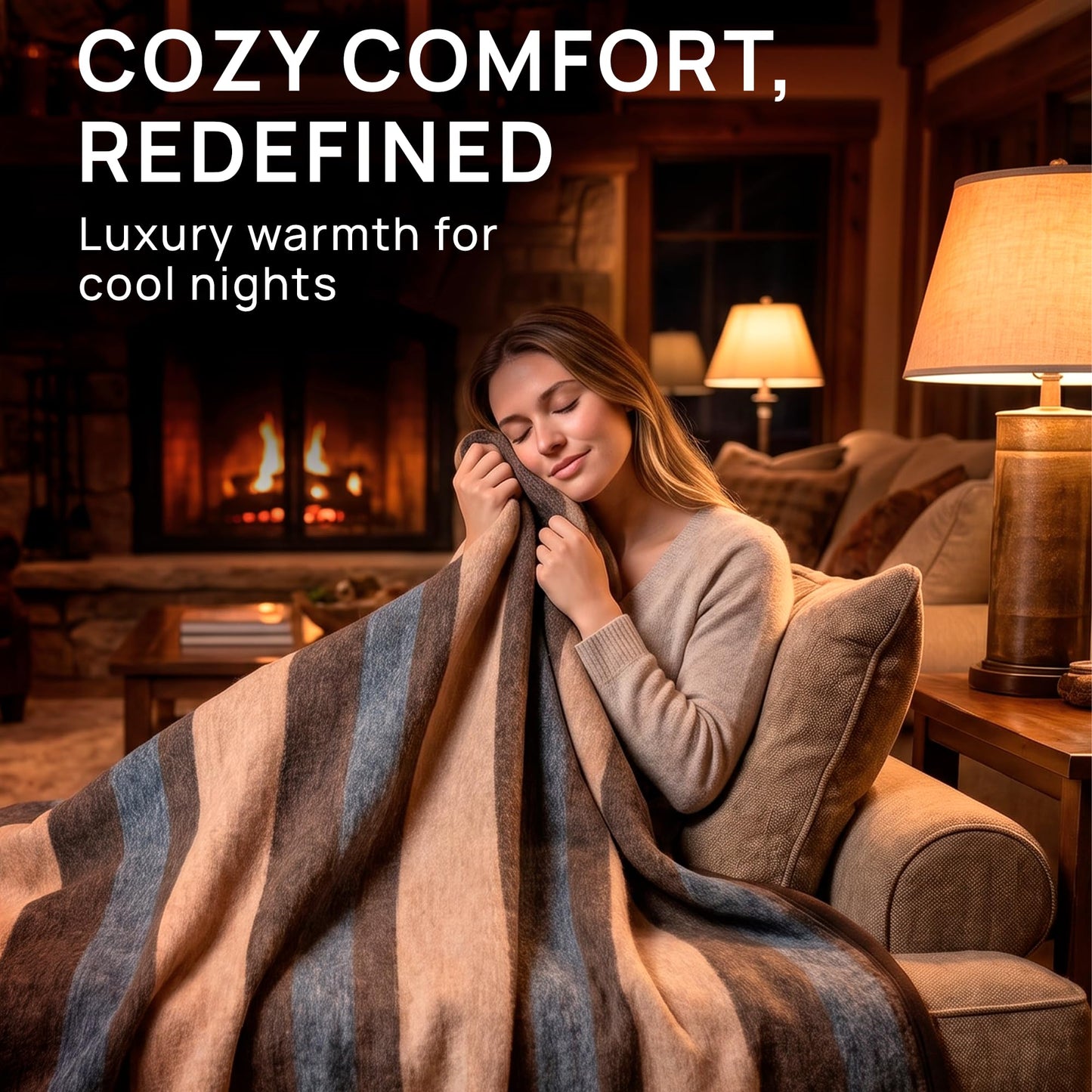 Alpaca & Sheep Wool Blanket, Full/Queen, Heavyweight Warmth, Earth Tones