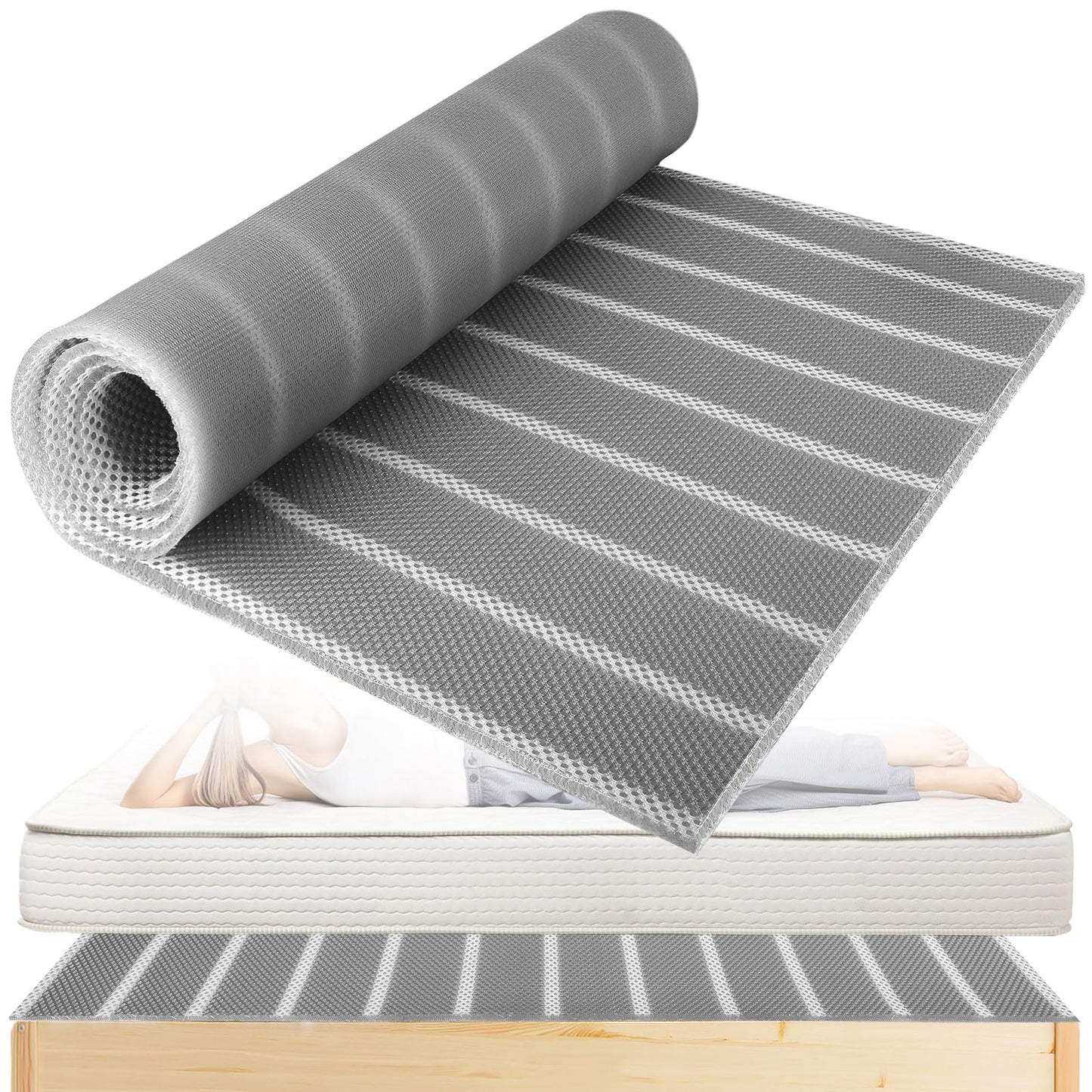 UCandy Underlay Under Mattress Pad with Breathable Meshfiber, 83" x 59" Cuttable Under Mattress Ventilation Air-Flow Mattress Underlay 3D mesh Ventsfor RV, Camper & Boat