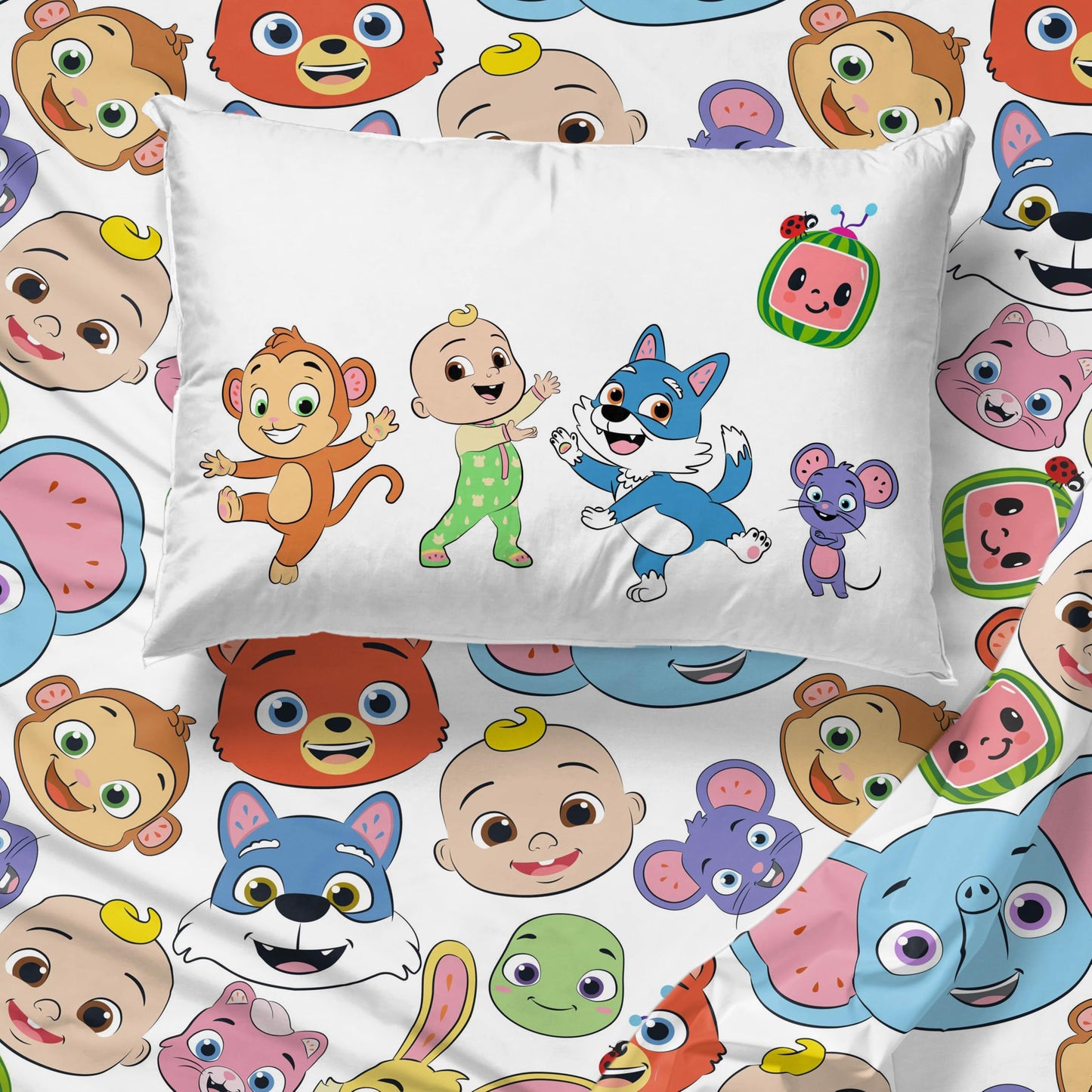 Sunny Side Up CoComelon Twin Size Sheeet Set - 3 Piece Kids Animals Bedding Set Includes Pillow Cover - Super Soft Microfiber Sheets