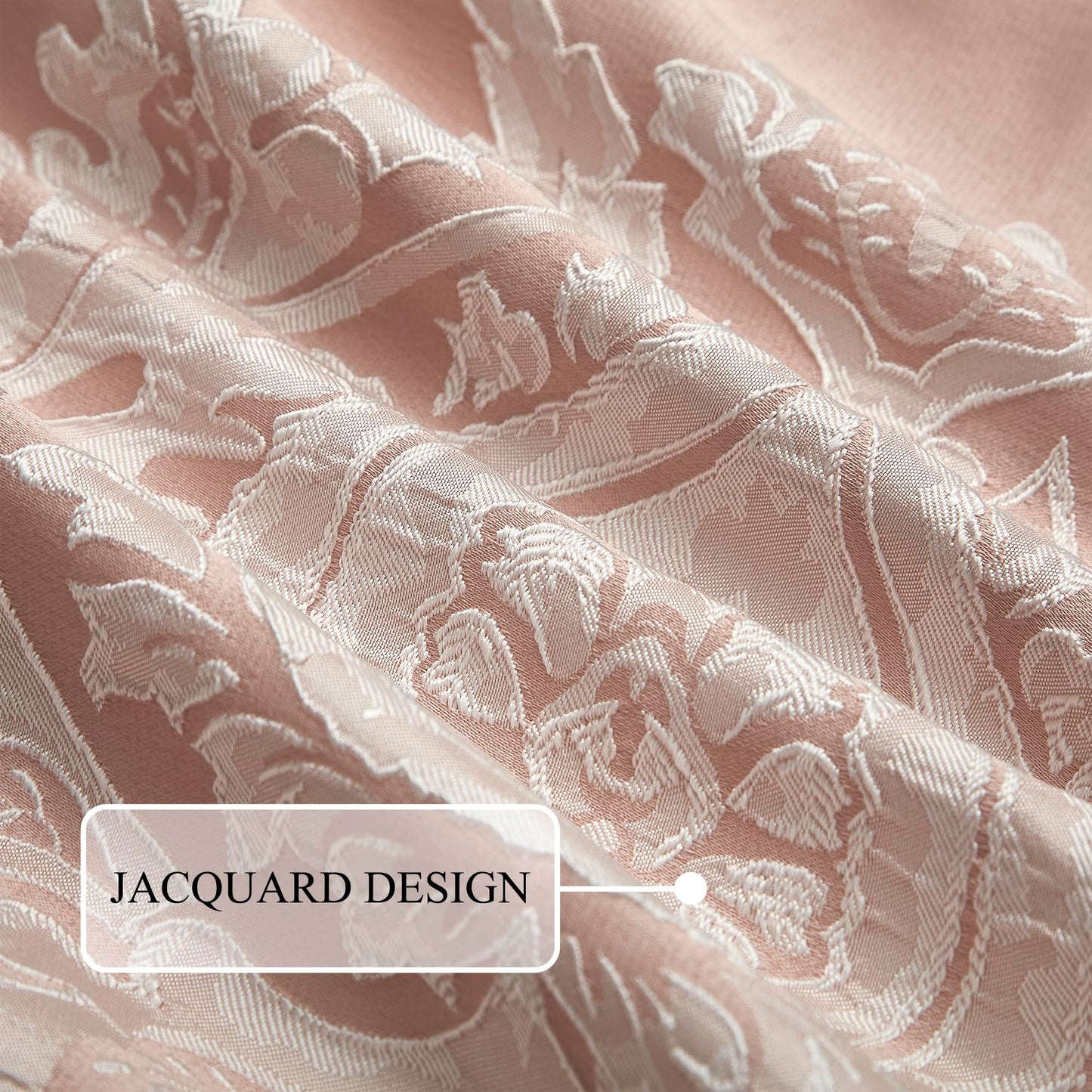 Stratford Park Blush Comforter Set King, 15 Pieces Room in a Bag, Elegant Patchwork Damask Jacquard Bedding Set, Matching Bedskirt, Flat Sheet, Fitted Sheet, Pillow Shams, Curtains