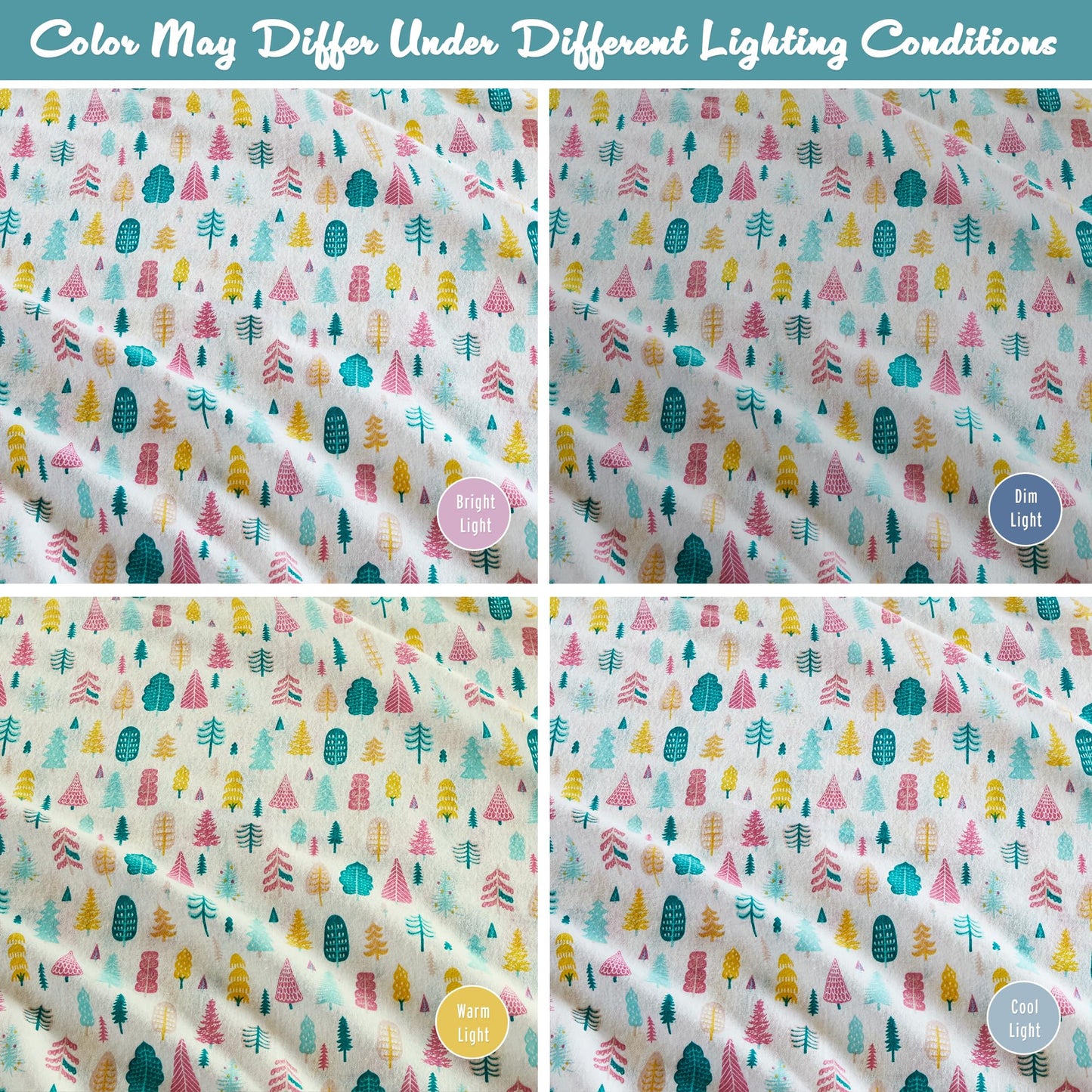 Intelligent Design Cozy Soft 100% Cotton Flannel Sheets, Breathable Festive & Adorable Print Cotton Flannel Sheet Set, Deep Pocket Sheet Fits Up to 16" Mattress, Full White Holiday Trees 4 Piece