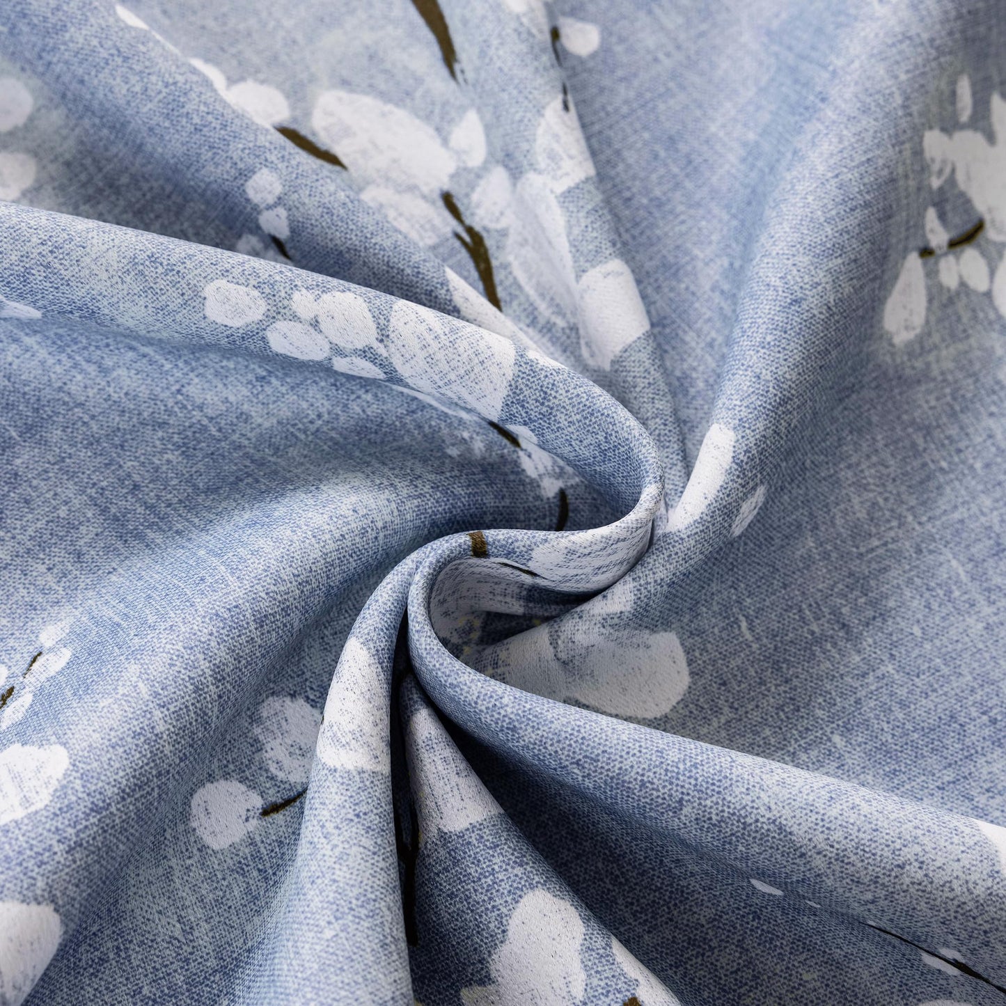 FMFUNCTEX 100% Blackout Floral Curtains for Bedroom, Blue Curtains 63 inch Length Blossom Flower Patterned for Living Room, Thermal Insulated Farmhouse Drapes, Grommet Top 2 Panels (White on Blue)