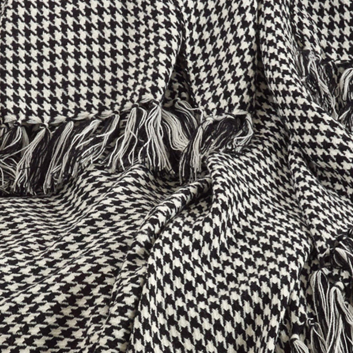 SARO LIFESTYLE Houndstooth Design Throw Blanket, Black, 50"x60"