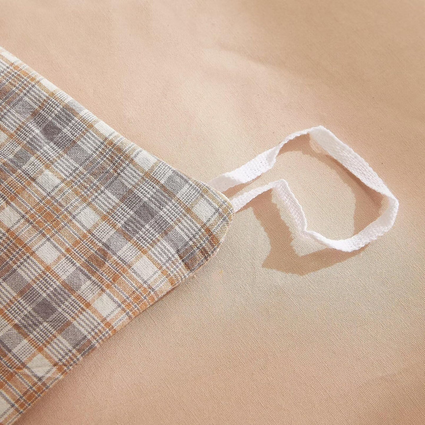 AMZTOP Plaid Queen Size Duvet Cover Set 100 Cotton,1 Duvet Cover and 2 Pillowcases,Soft Comfy Breathable Comforter Covers Bed Set,Washed Cotton Zipper Closure Queen Bedding 90"×90"