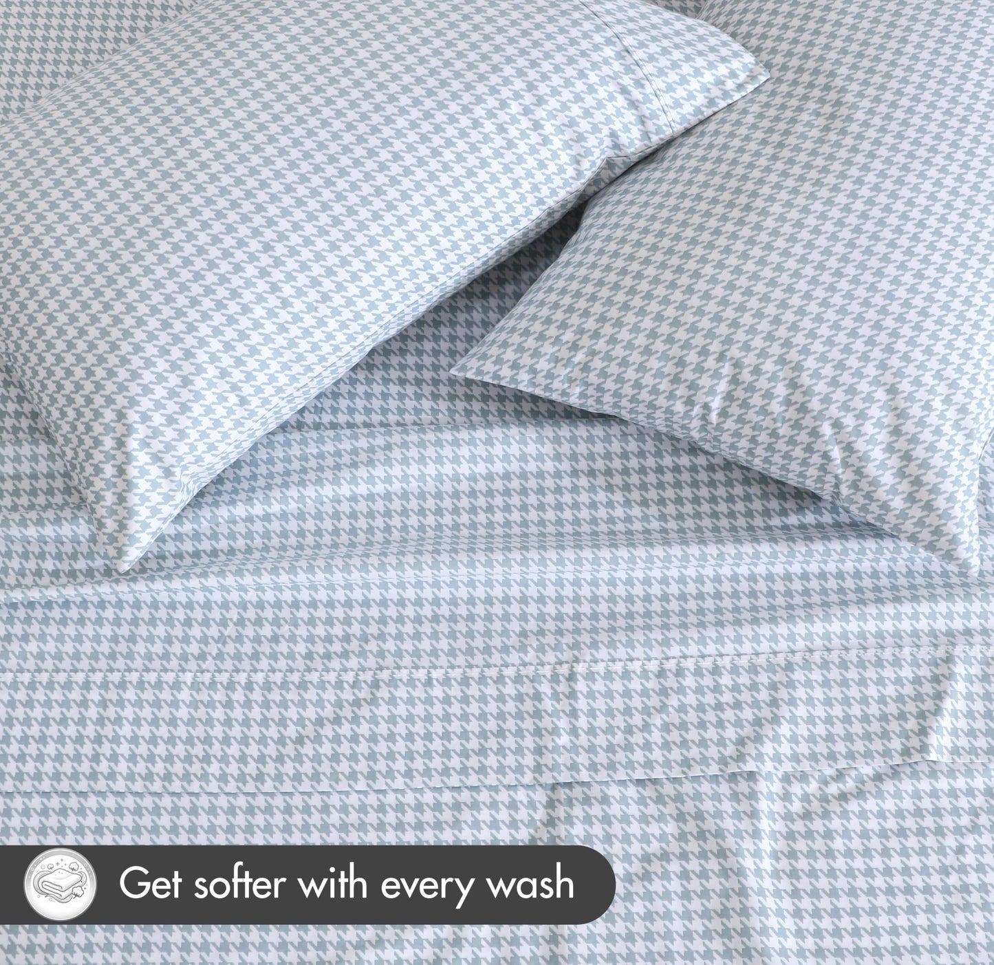 RUVANTI 100% Cotton Percale Sheets Full Size, Houndstooth