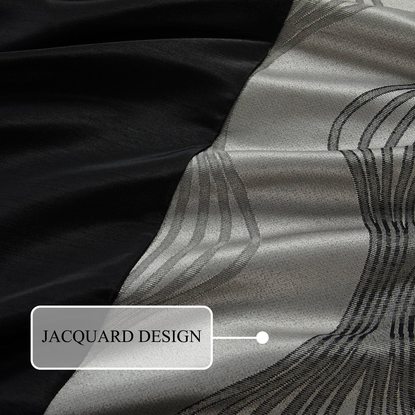 Stratford Park Elegant Black and Silver Comforter Set Queen Size, 7 Pieces Bedding & Collection, Jacquard All Season Comforter & Pillows, Ultra-Soft Microfiber