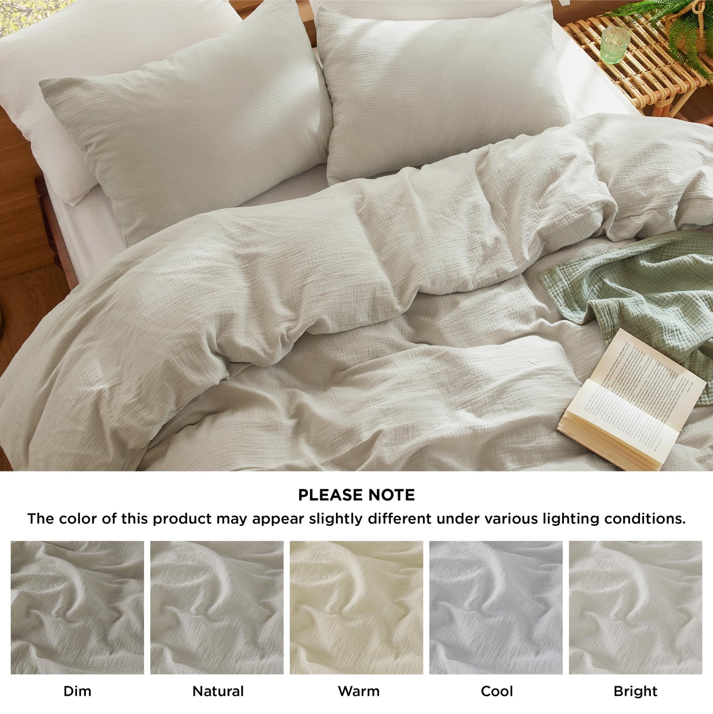 Bedsure 100% Muslin Cotton Duvet Cover King Size - Ultra-Soft Gauze Duvet Cover, PureWoven Breathable & Lightweight Bedding Set with Button Closure and Corner Ties (Linen, King, 104"x90")