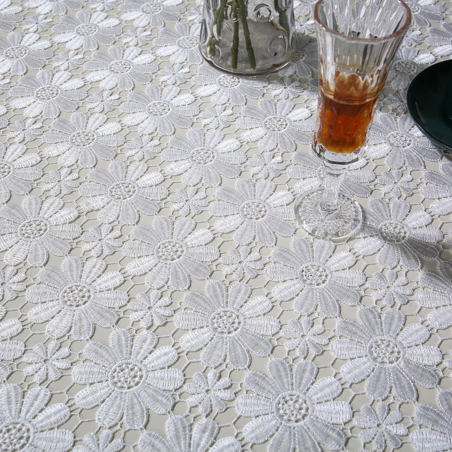 Lace Table Cloth Farmhouse Crochet Rustic 60x120 Tablecloth Rectangle White Fabric Sheet Picnic Table Cover For Dining Kitchen/Restaurant/Outdoor /Holiday/Wedding/Birthday/Party/Spring/Fall/Christmas