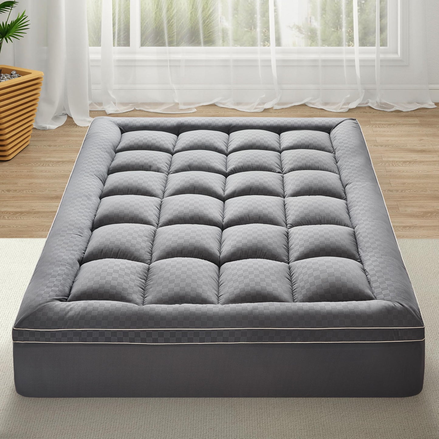 3In Memory Foam Mattress Topper Queen Size Extra Thick for Back Pain Relief, Breathable & Cool for Hot Sleepers, Soft Pillow Top with 8″-21″ Deep Pocket, Non-Slip for Adjustable Beds, Queen 60"*80"