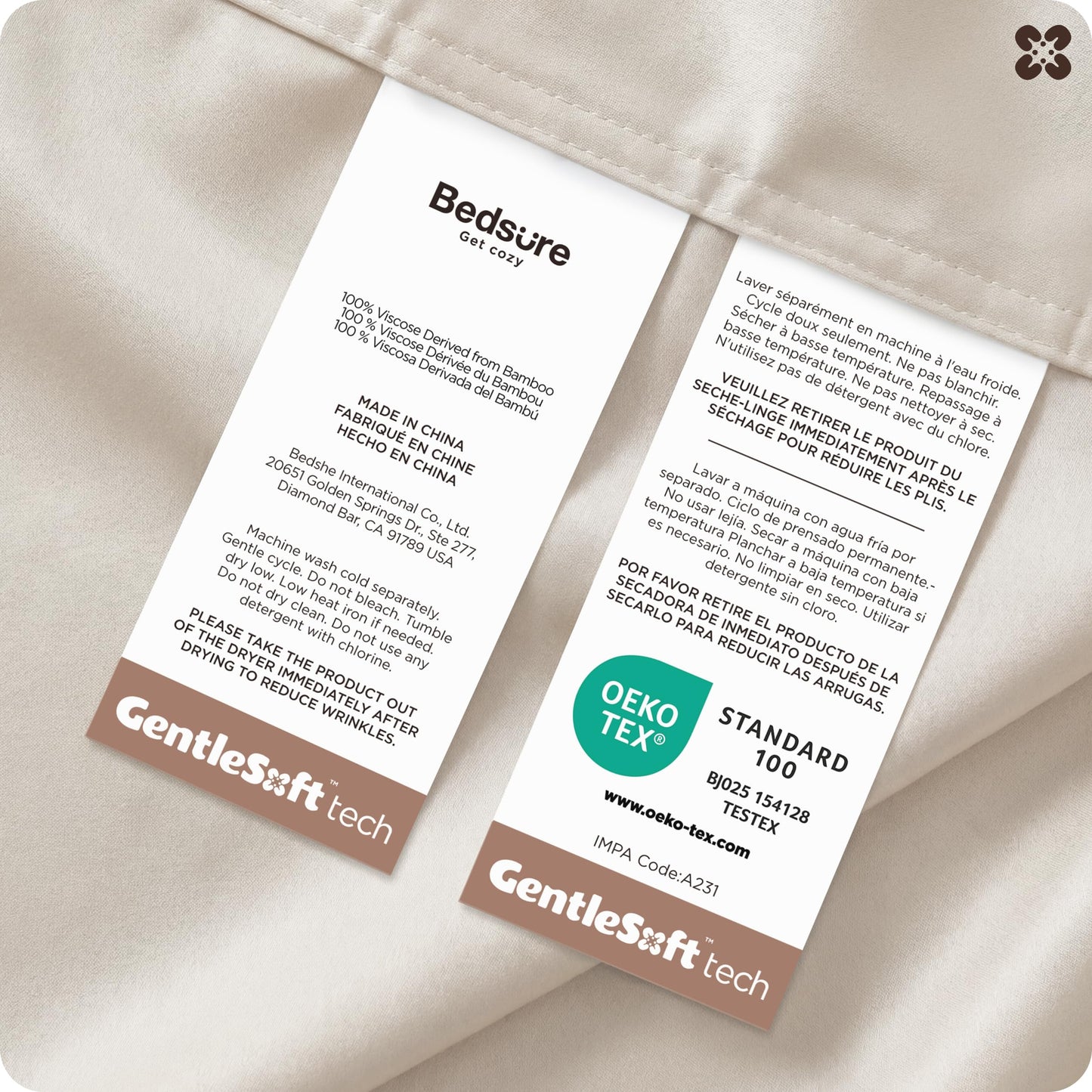Bedsure 100% Organically Grown Bamboo Viscose Duvet Cover Set King Size | Cooling Bedding Set for Hot Sleepers | PureWoven Luxury Silky Soft | No Insert | 2 Pillow Shams (Beige, 104"x90")