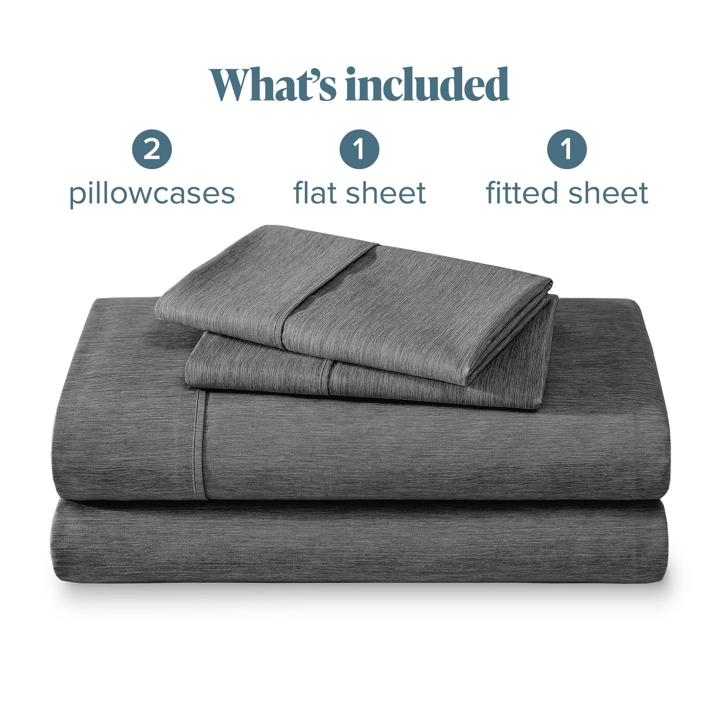 Bare Home Queen Sheet Set - Luxury 1800 Ultra-Soft Microfiber Double Brushed - Deep Pockets - Easy Fit - 4 Piece Set - Bedding Sheets & Pillowcases (Queen, Heathered Grey)