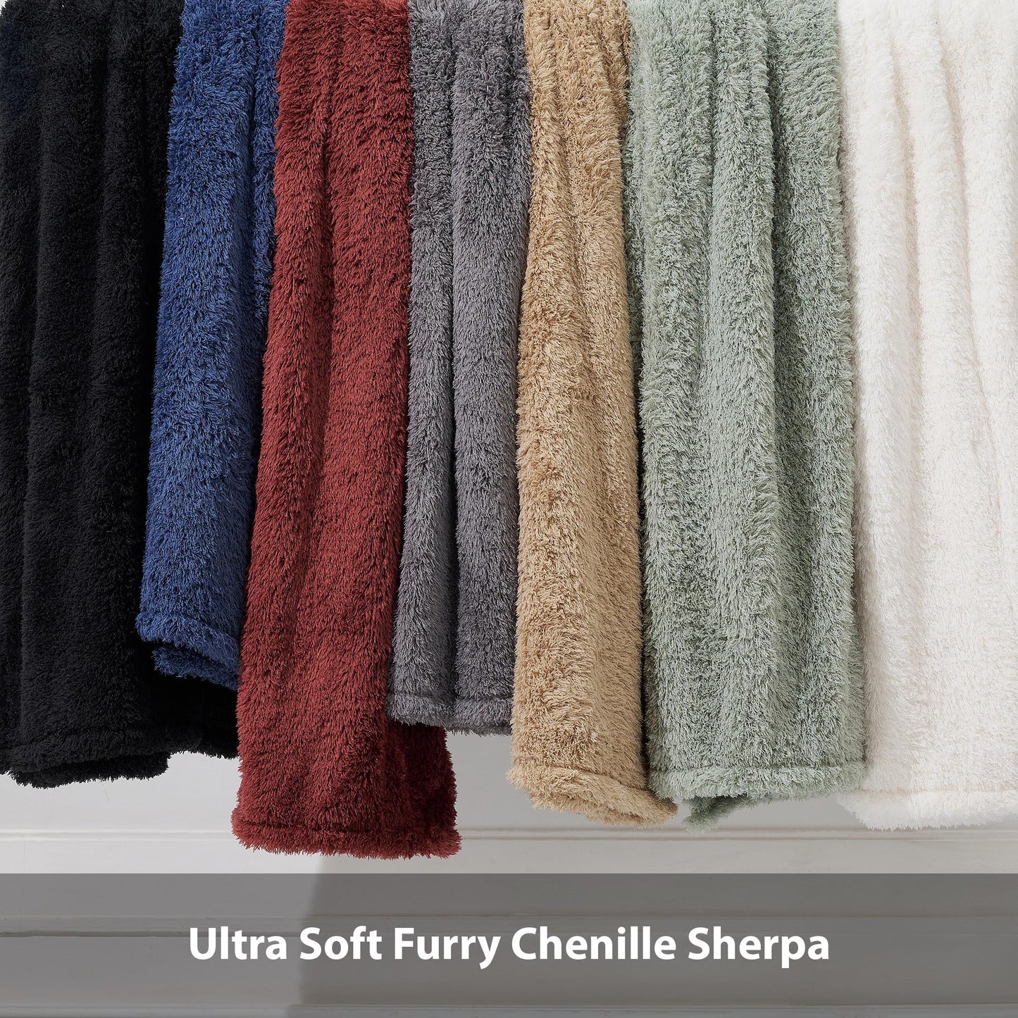 CBCHome Cozy Chenille Sherpa Throw Blanket - Soft, Plush, Fluffy Sofa and Bed Throw, Great Gift for Women, Teens - All Season Home Décor (Apple Butter, 50" x 60")