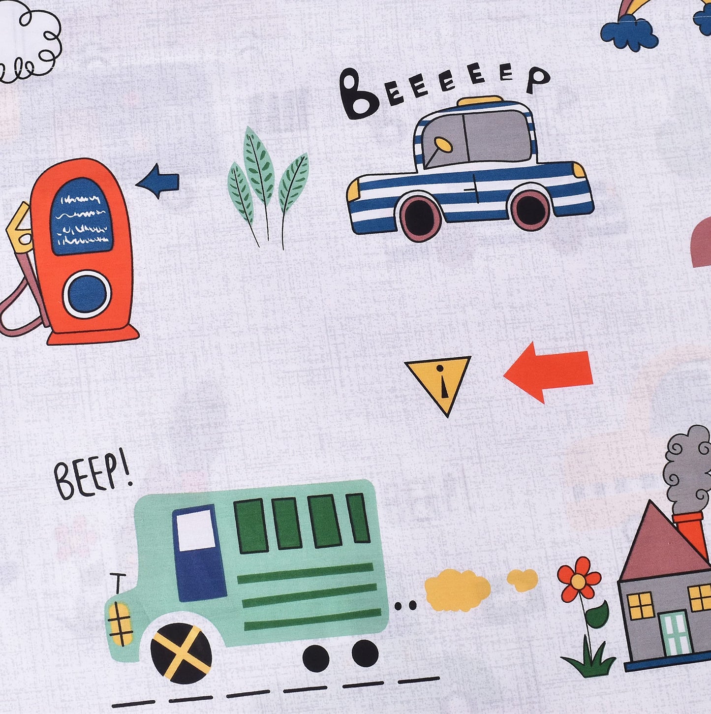 J-pinno Cars Bus Traffic Transport Boys Twin Sheet Set Bedroom Decoration Gift, 100% Cotton, Flat Sheet + Fitted Sheet + Pillowcase Bedding Set (12, Twin)