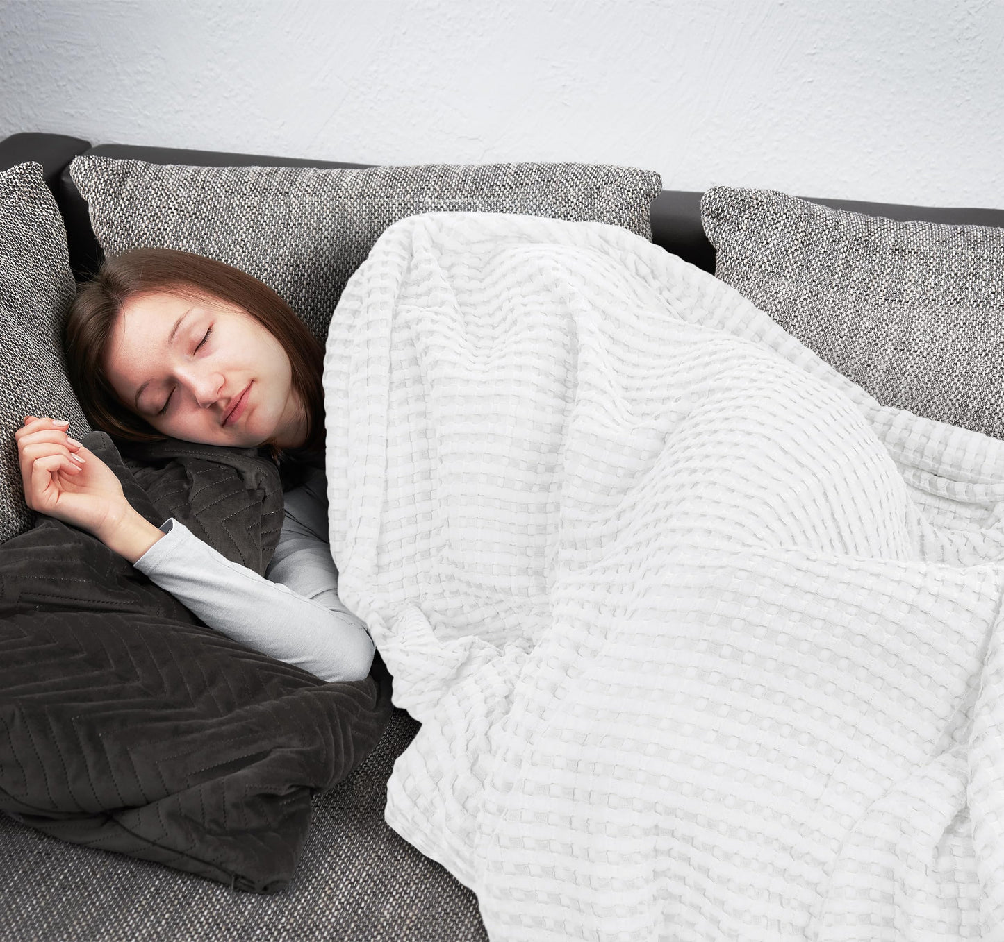 Utopia Bedding 100% Cotton Waffle Weave Blanket Queen Size for Bed - Lightweight, Breathable Summer Blankets Soft and Cozy, Gifts for Fathers Day Home Room Decor (White, 90x90 Inch)