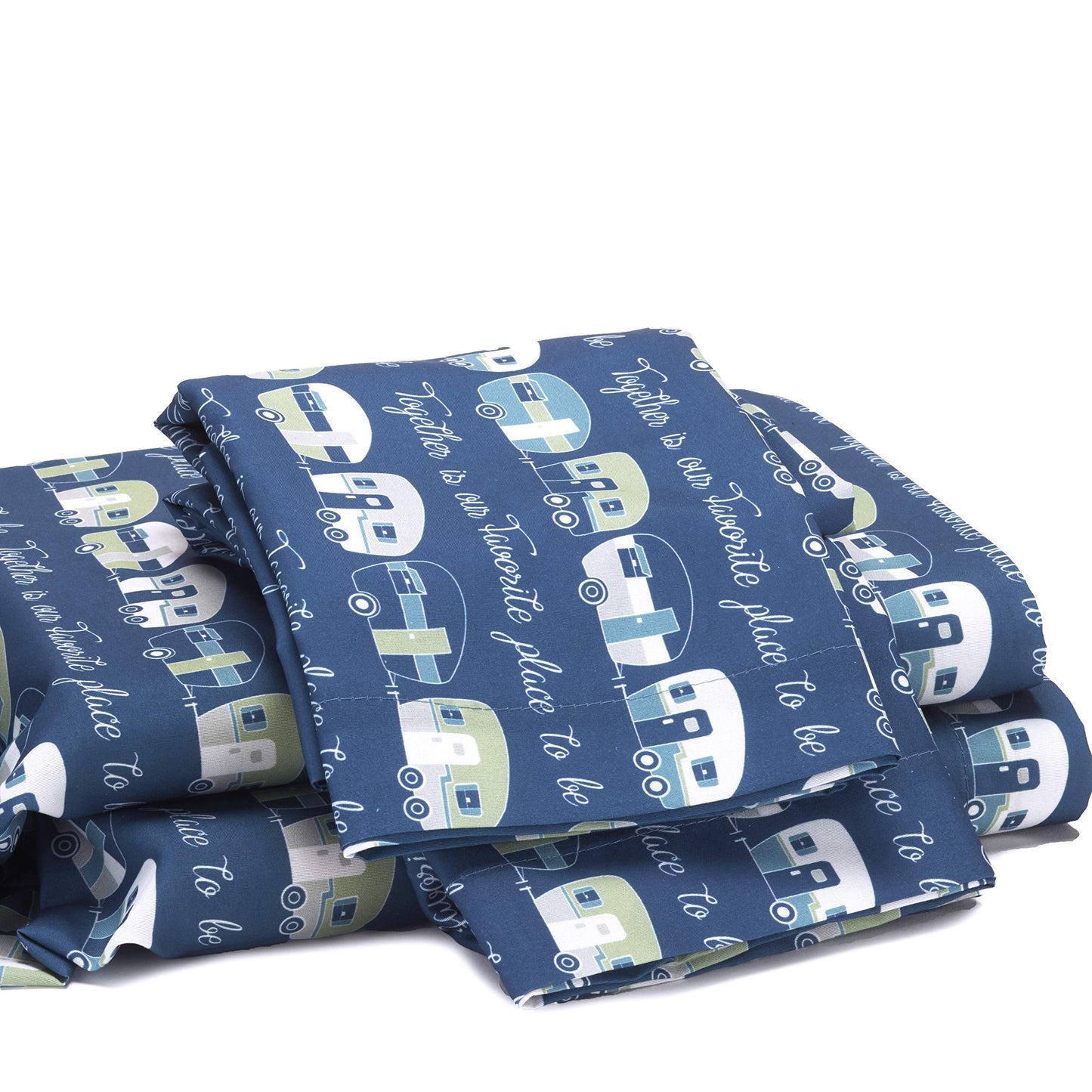 The Lakeside Collection Our Favorite Place is Together Bedding Sheet Set with Pillowcases - Queen - 4 Pieces ,Blue