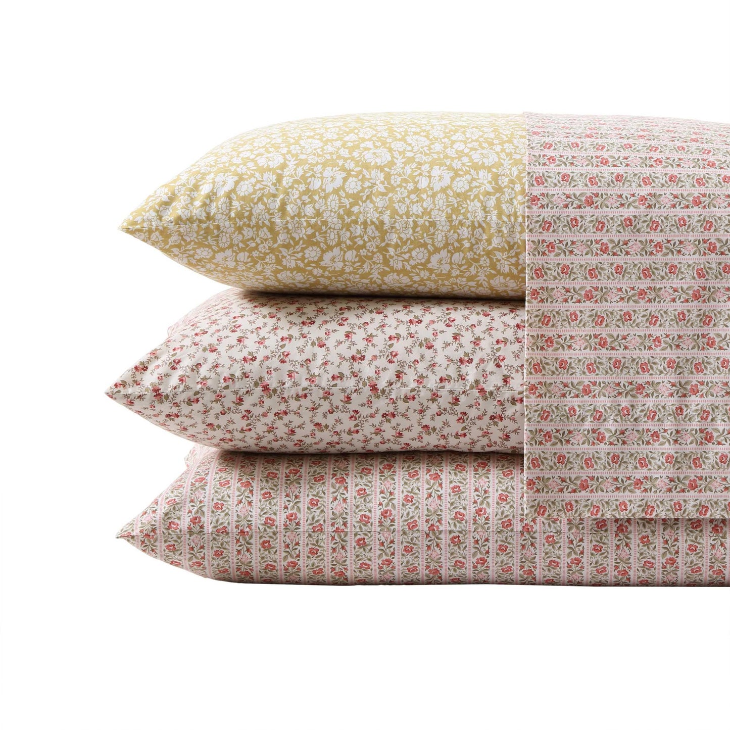 Laura Ashley – Twin Size Sheet Set, Crisp & Lightweight Cotton Percale Bedding with Fitted Sheet and Pillowcase, Floral Room Decor, Deep Pocket, College Dorm Room Essentials (Marta Stripe Dark Pink)