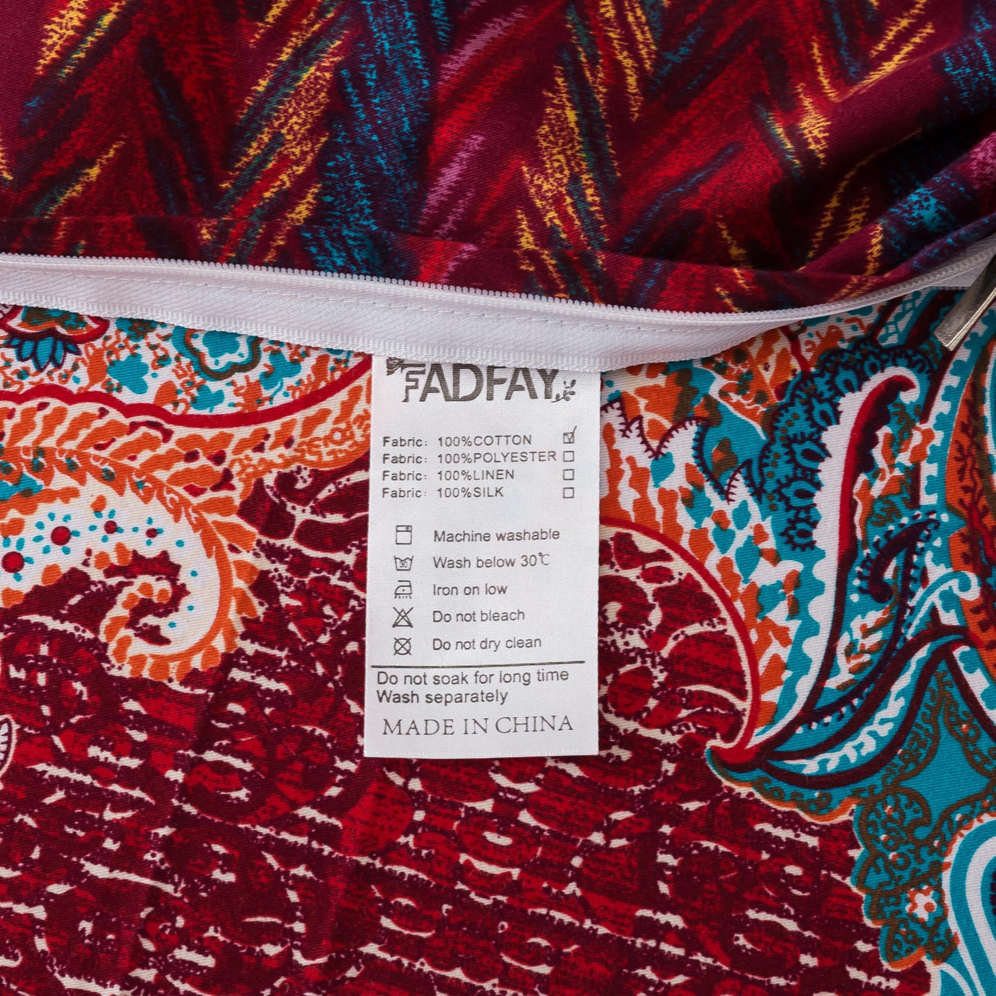 FADFAY Exotic Boho Duvet Cover Set King/California King 100% Brushed Cotton Soft Bohemian Bedding Paisley Ethnic Colorful Bedding Reversible Tribal Zipper Bed Comforter Cover + 2 Pillowshams, 3Pcs