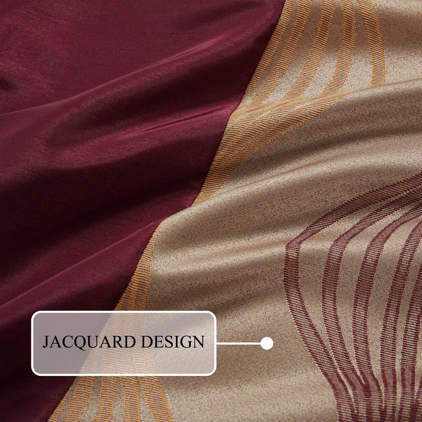 Stratford Park Wine Gold 7 Pieces Lightweight Microfiber Bed-in-a-Bag Comforter Bedding Set, Jacquard Queen Comforter Set, All Season Bedroom Home Décor