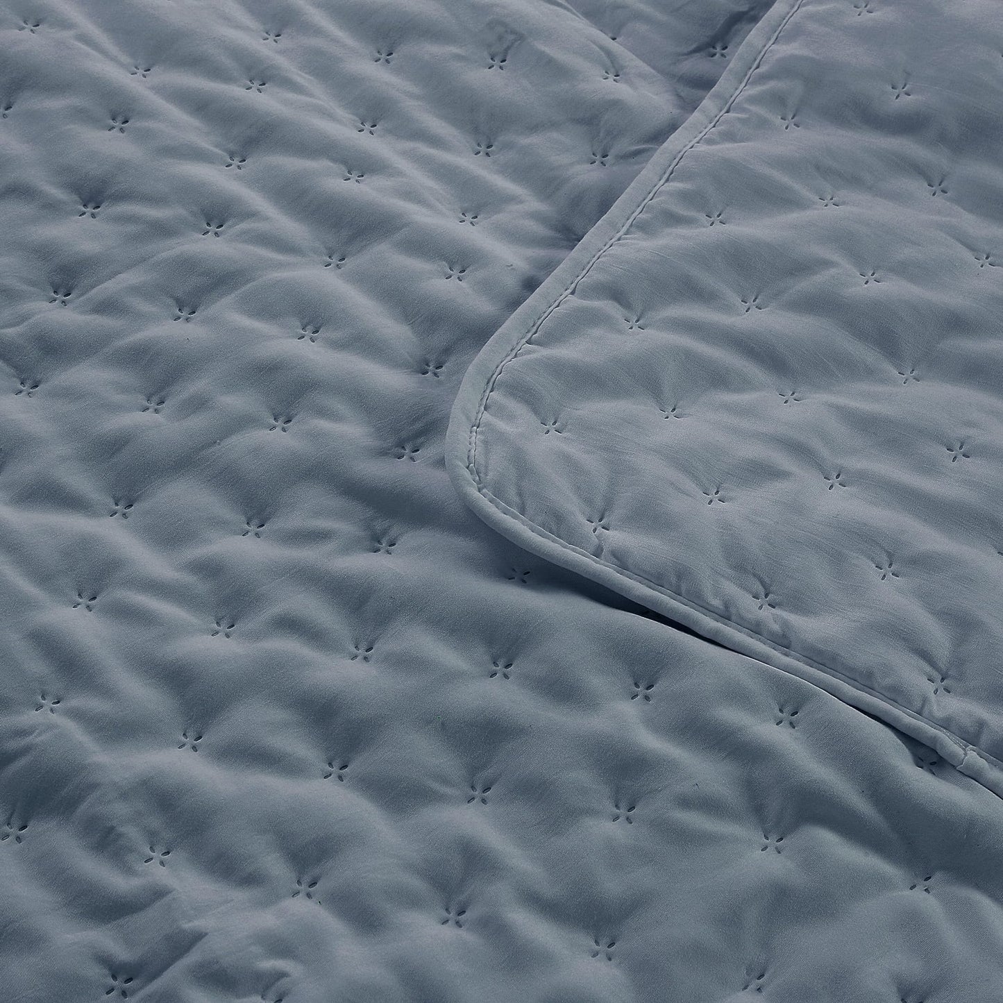 ROARINGWILD Dusty Blue Twin Size Quilt Bedding Set, Lightweight Soft Bedspread, Farmhouse Rustic Country Coverlet, Thin Cloud Comforter for Spring Summer, 1 Pillow Sham, 68x90 inches