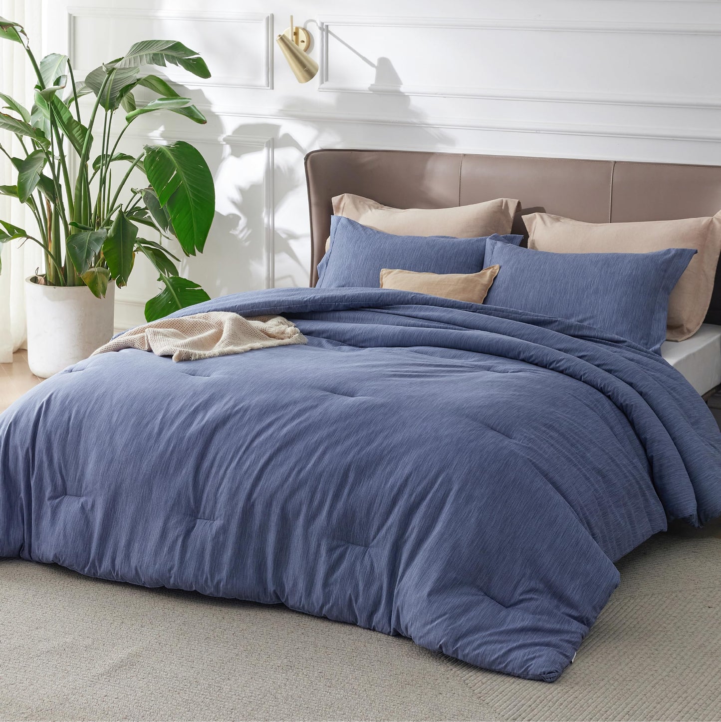Bedsure California King Comforter Set - Infinity Blue Soft Bedding for All Seasons, Cationic Dyed Bed Set, 3 Pieces, 1 California King Size Comforter (104"x96") and 2 Pillow Shams (20"x36"+2")
