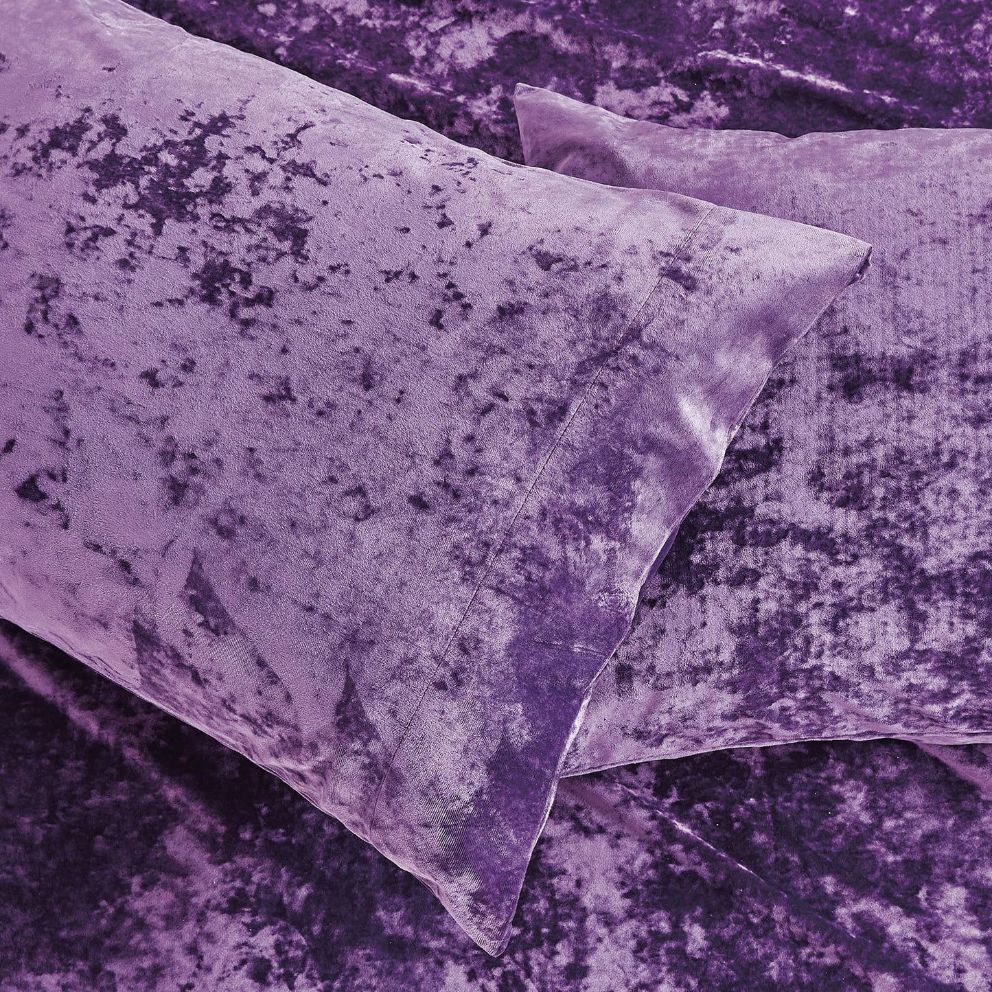 Fredsure Distressed Velvet Sheet Set, 4 Pieces Purple Queen, Ultra Soft, Warm