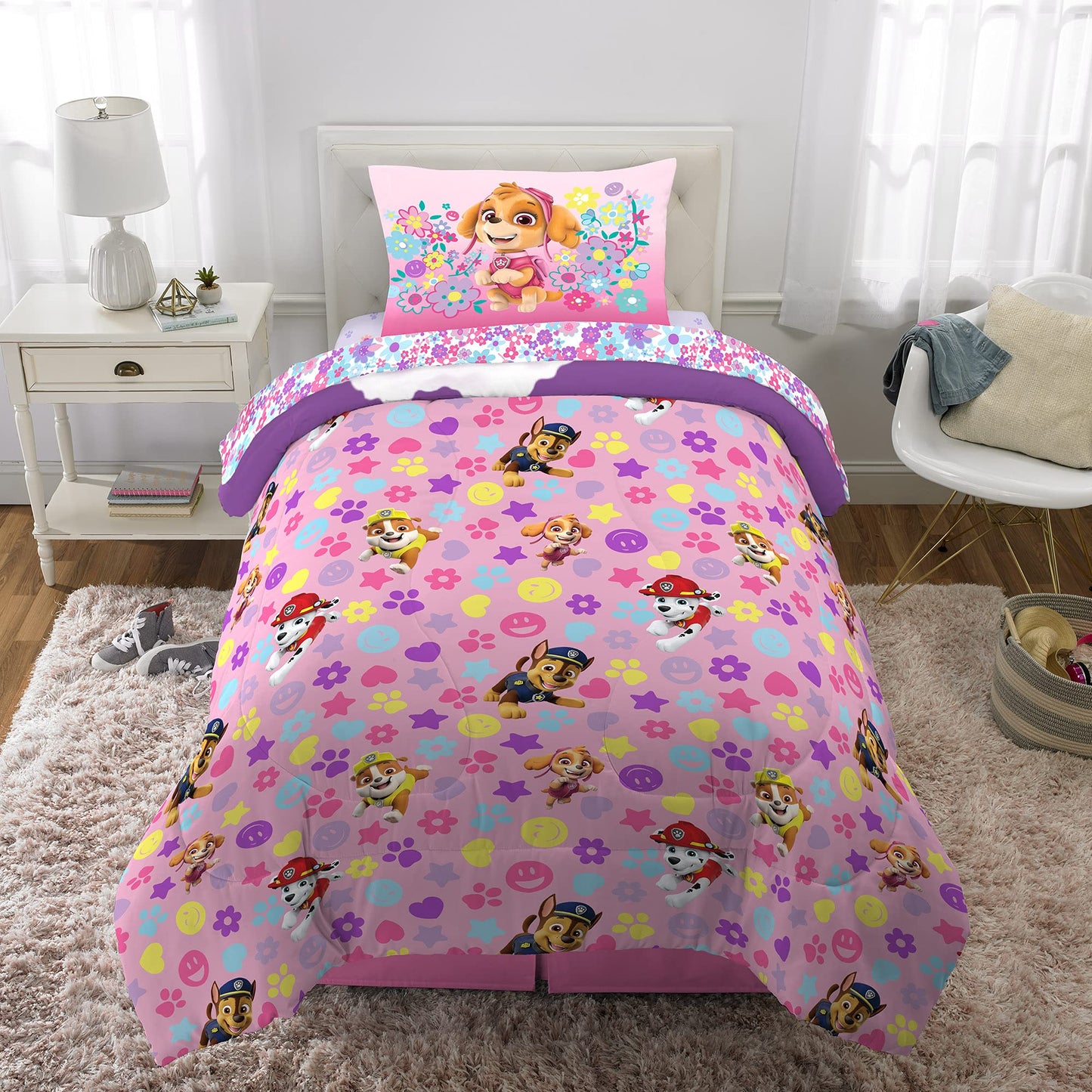 Paw Patrol Girl Kids Bedding Super Soft Comforter and Sheet Set, 5 Piece Full Size, (Officially Licensed Product) by Franco