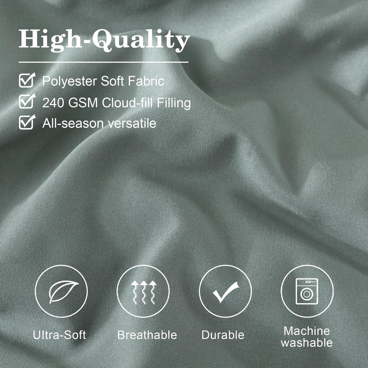 Monbix Queen Comforter Set - 7 Pieces Sage Green Bed in a Bag Queen Bedding Sets with Comforters, All Seasons Comforter Bed Set with Sheets,Pillowcases & Shams