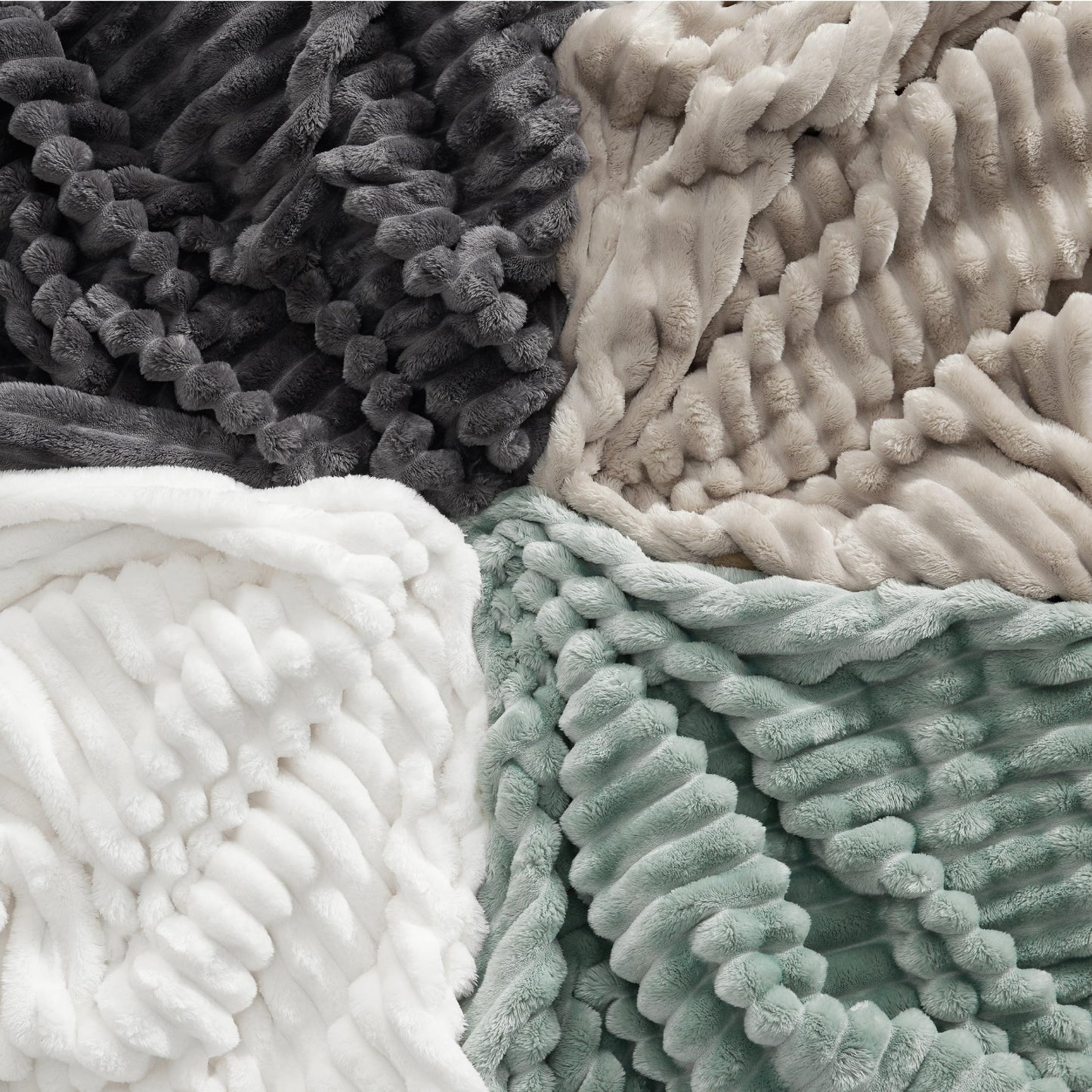 Bedsure Fleece Throw Blanket(White & Beige)