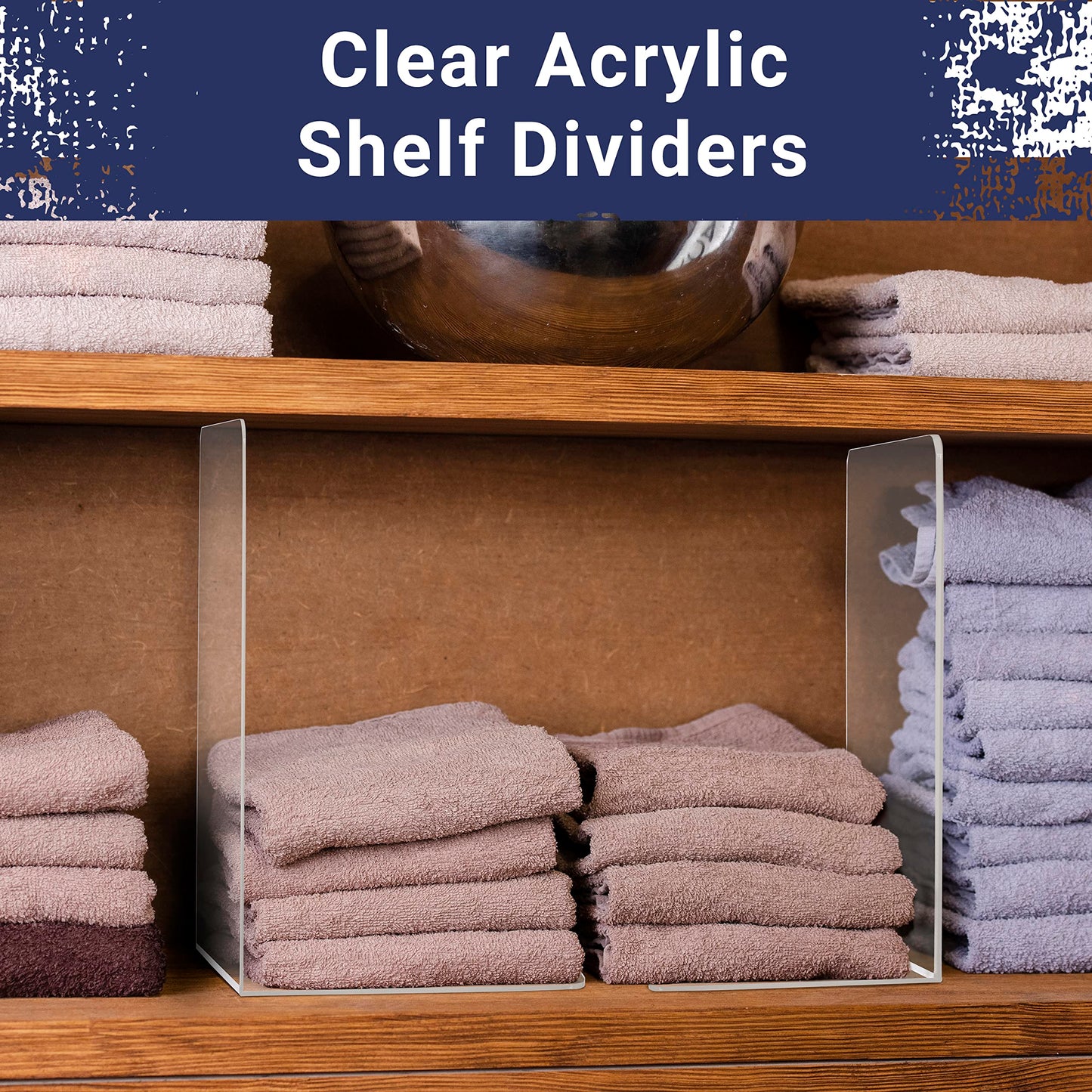 True 4U 6 Pack Acrylic Shelf Dividers for Organizing, Easy to Install Clear Shelf Dividers, Sturdy Shelf Divider for Home Organization and Office
