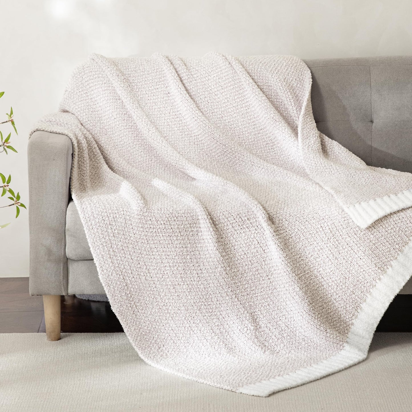 Whale Flotilla Knit Throw Blanket, Ultra Soft Warm Reversible Cozy Decorative Blankets for Couch Sofa and Bed, 50x60 Inch, Camel