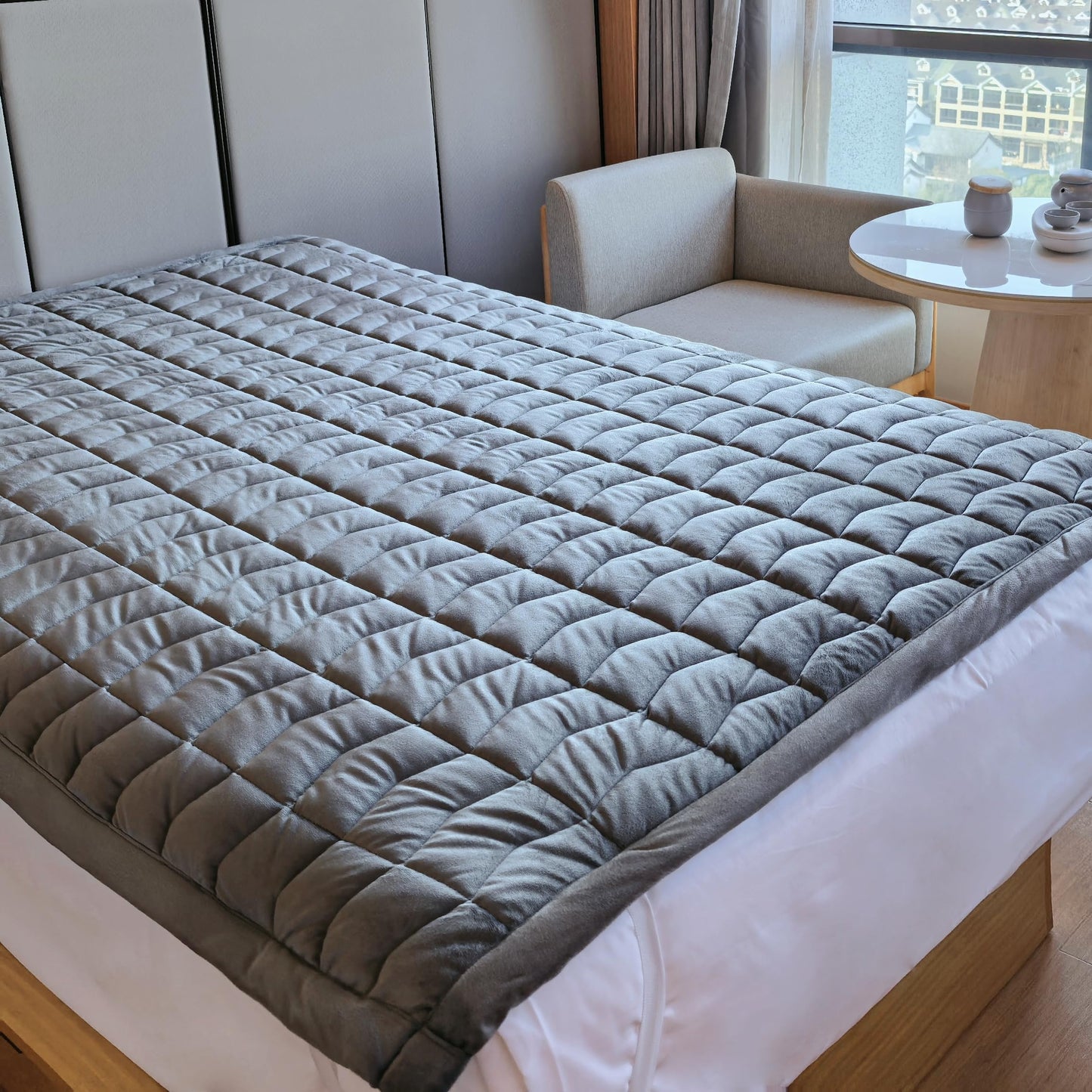 JENSYWEE Graphene Heating No Electric Mattress Pad,Provide Sustained Warmth in Cold Weather,Reduce Heat Loss,Rapid Heating Up,King Queen Adult Warm Mattress Pad Topper (54 x 72 inches)